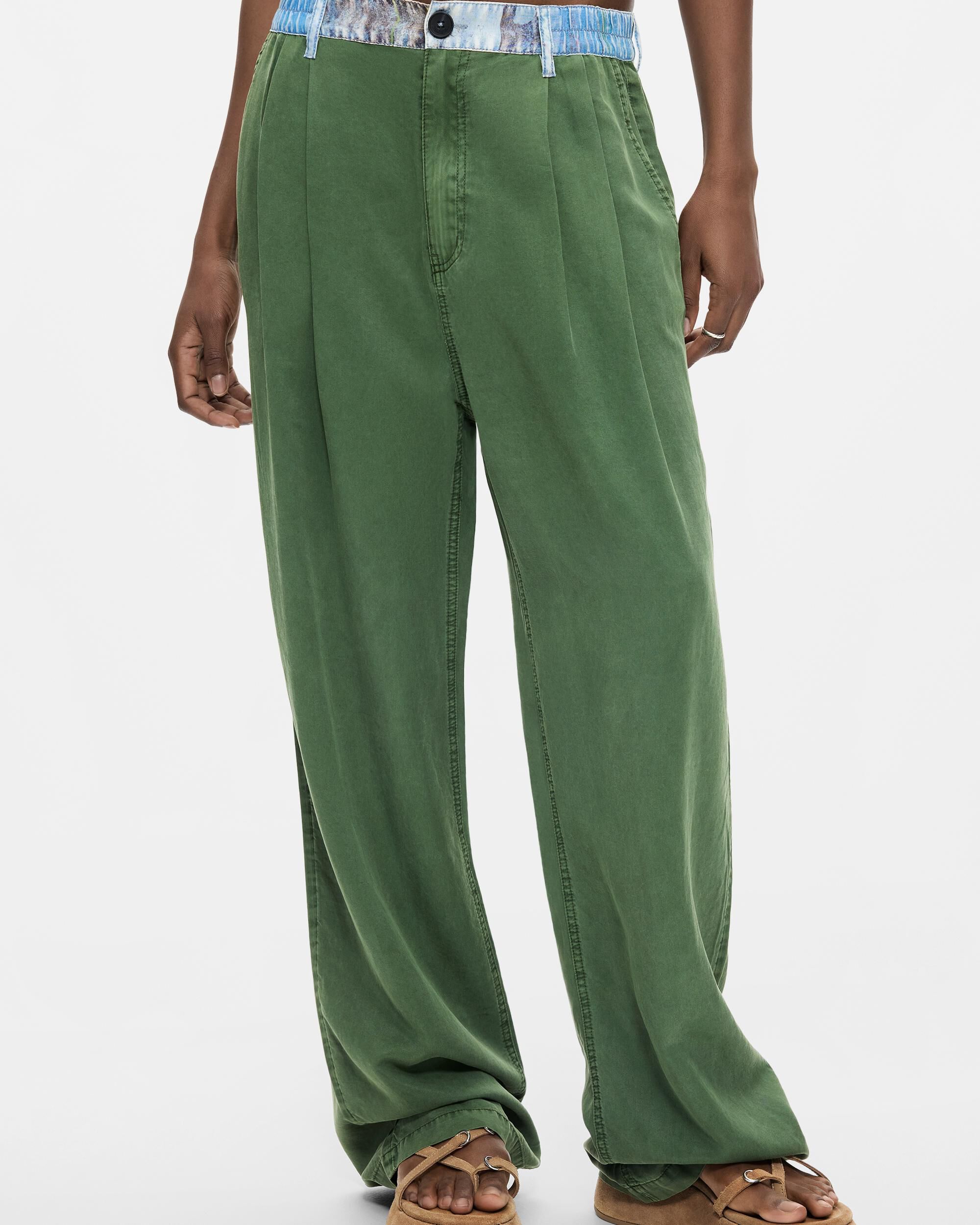 Pantalón de mujer combinado tencel - Desigual - Verde Verde-2
