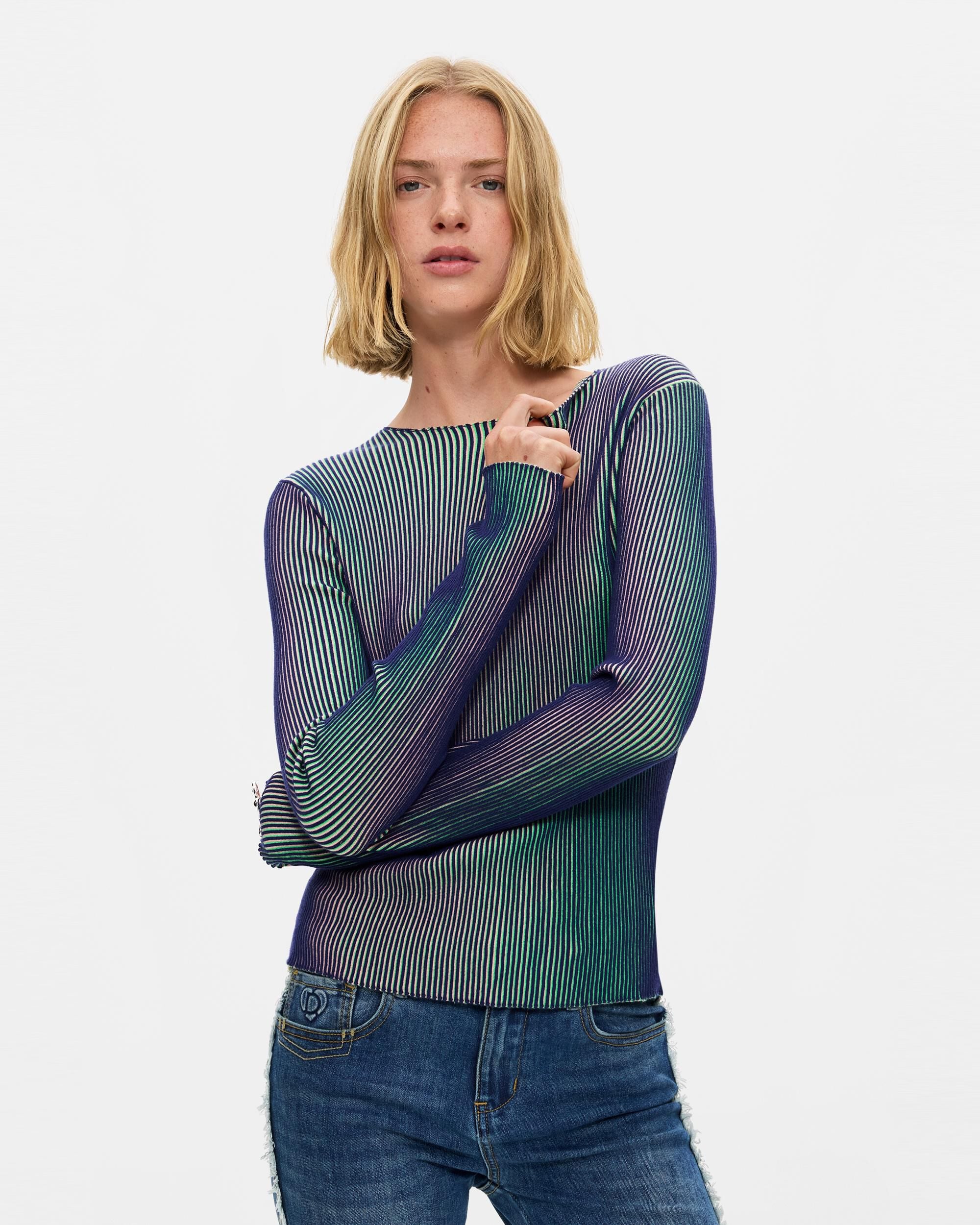 Jersey de mujer punto fino - Desigual - Azul Azul-1