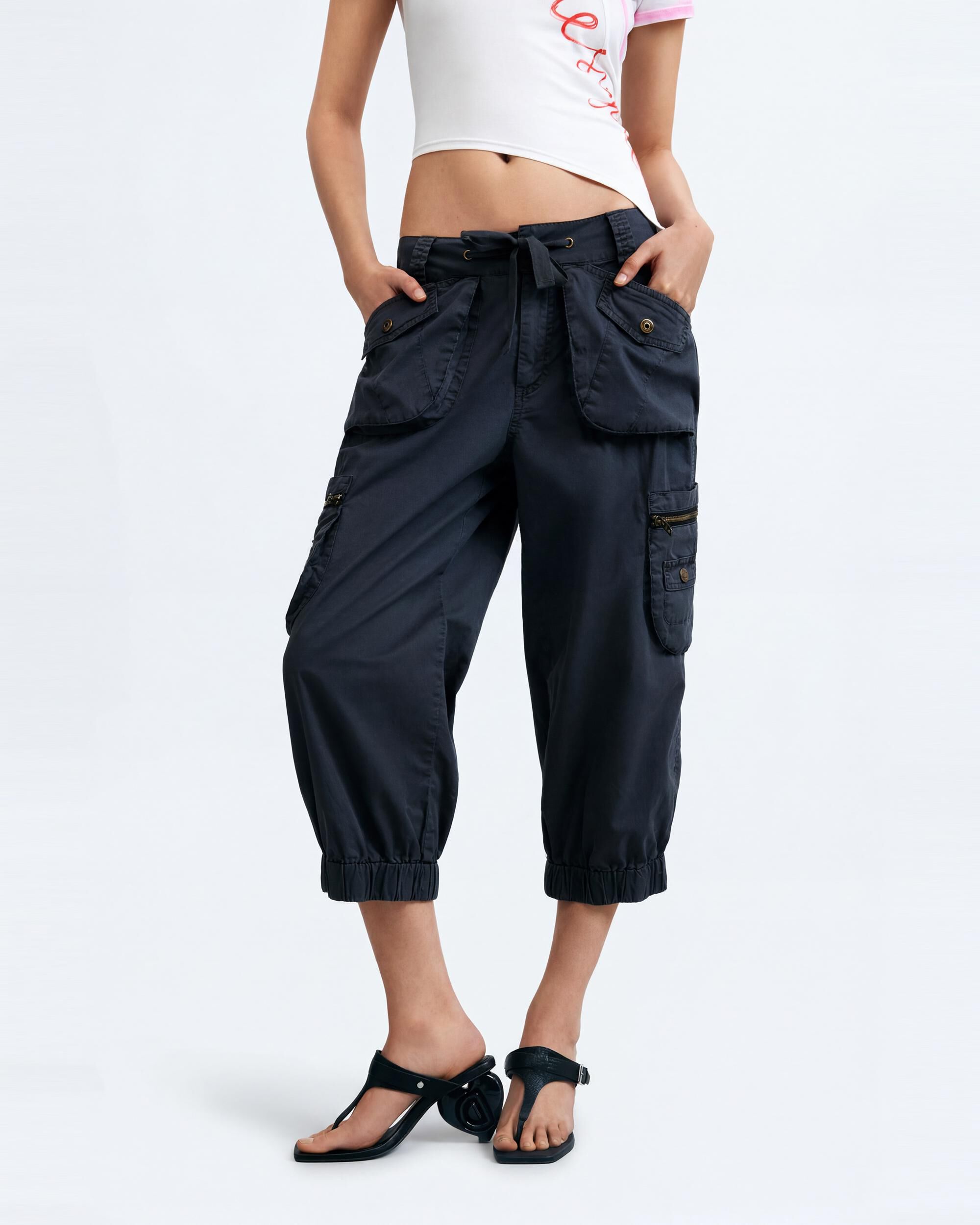 Pantalón de mujer cargo 100% algodón - Desigual - Gris Gris-2