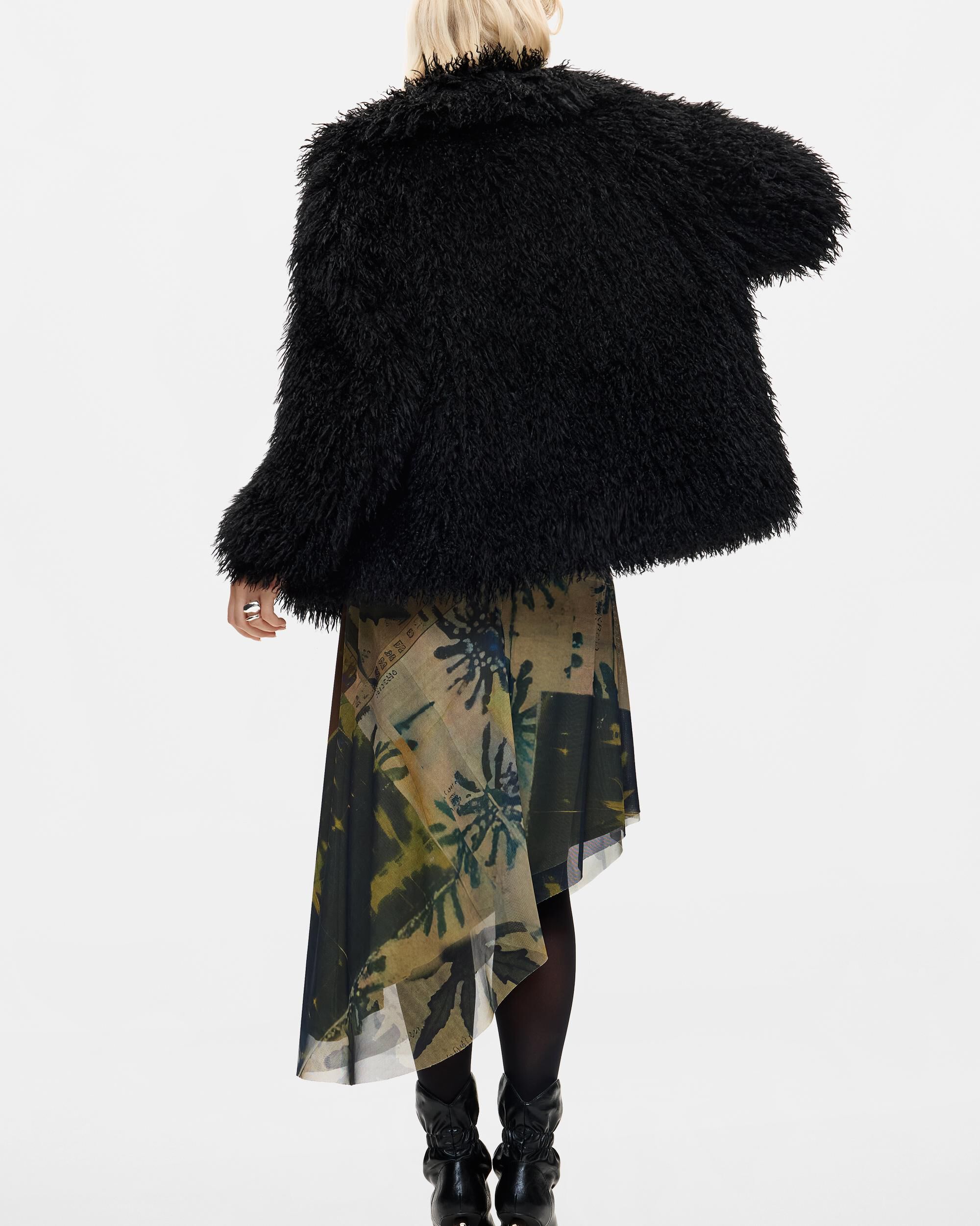 Abrigo de mujer pelo sintético - Desigual - Negro Negro-3