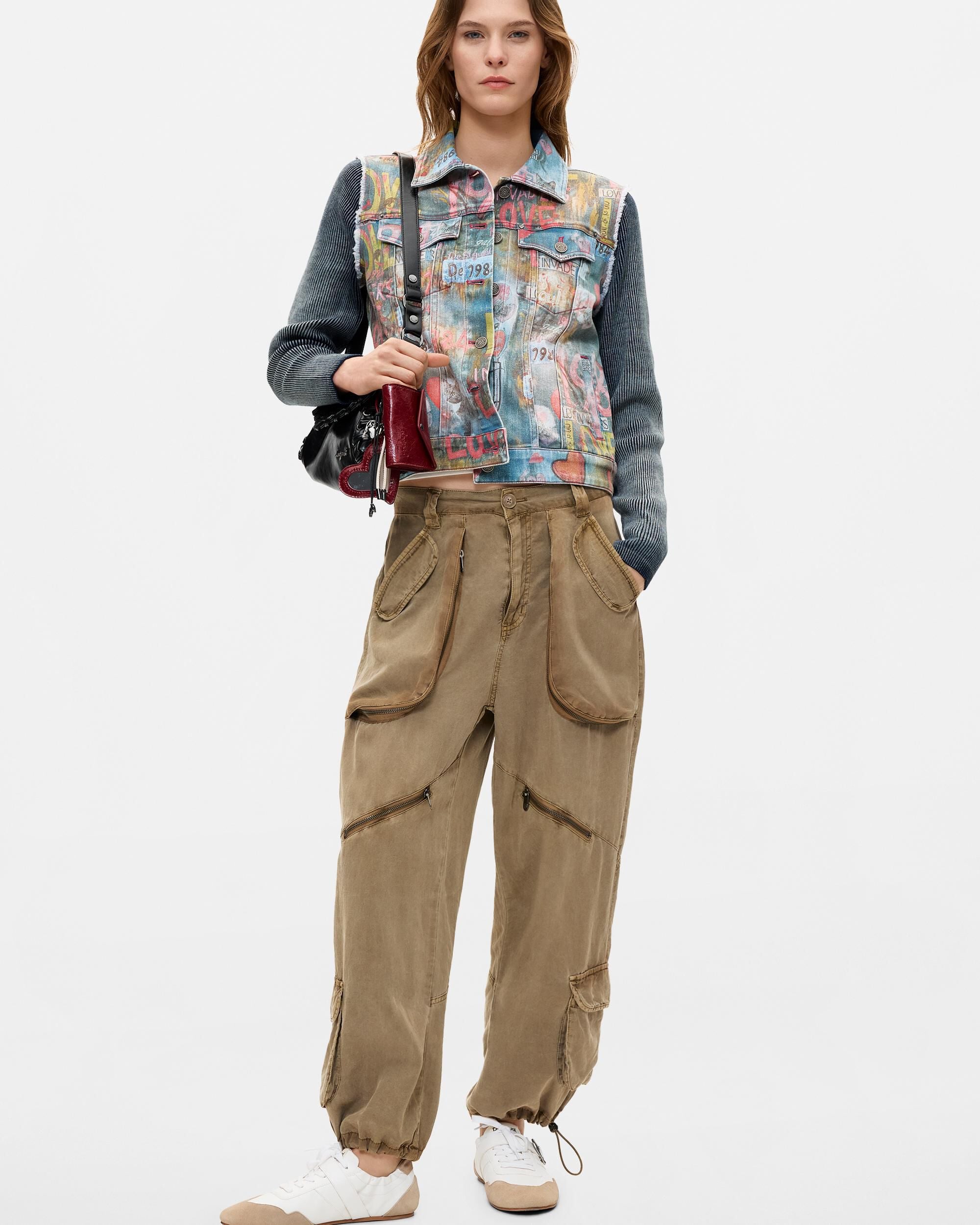 Cazadora de mujer denim estampada - Desigual - Azul Azul-1