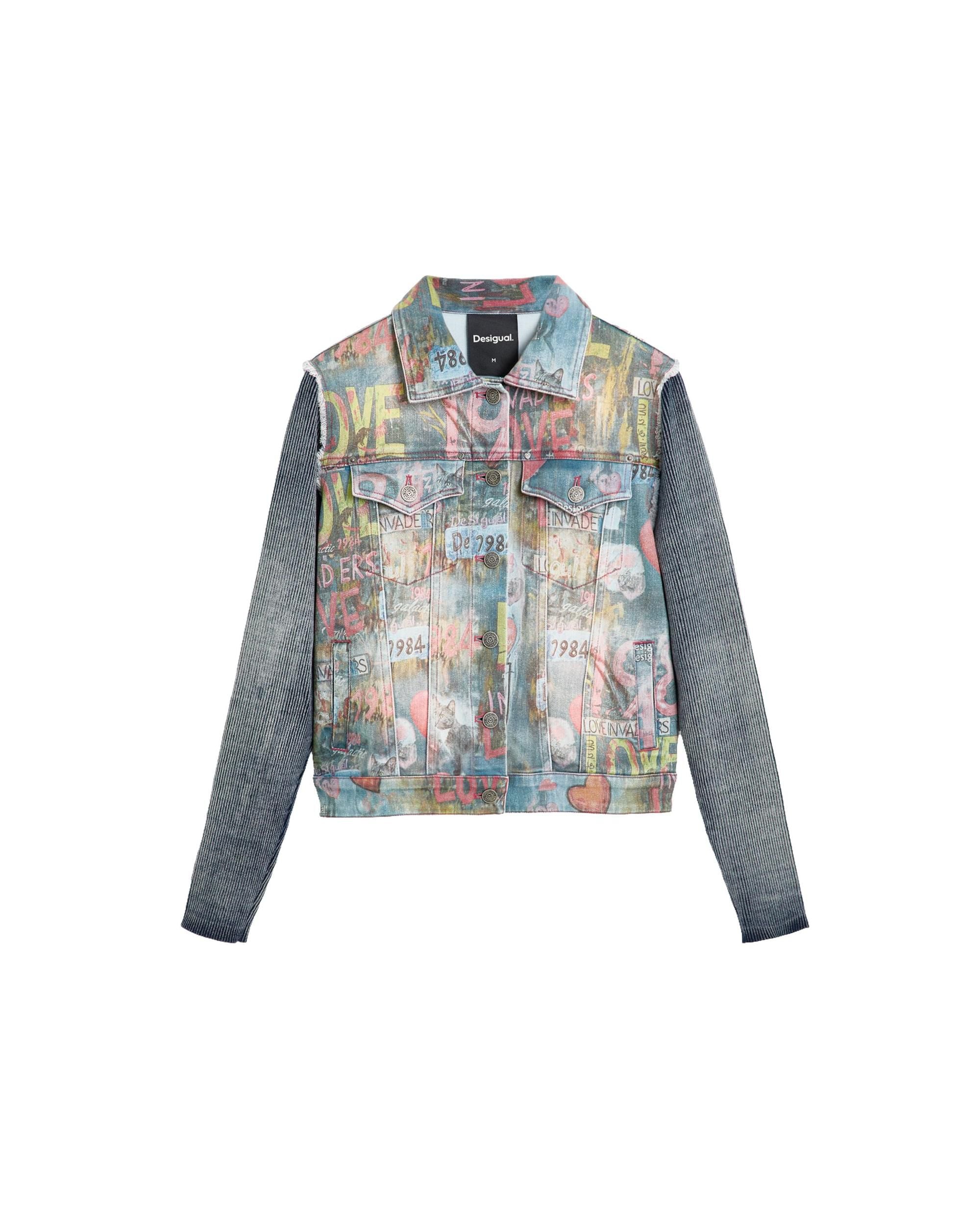Cazadora de mujer denim estampada - Desigual - Azul Azul-4