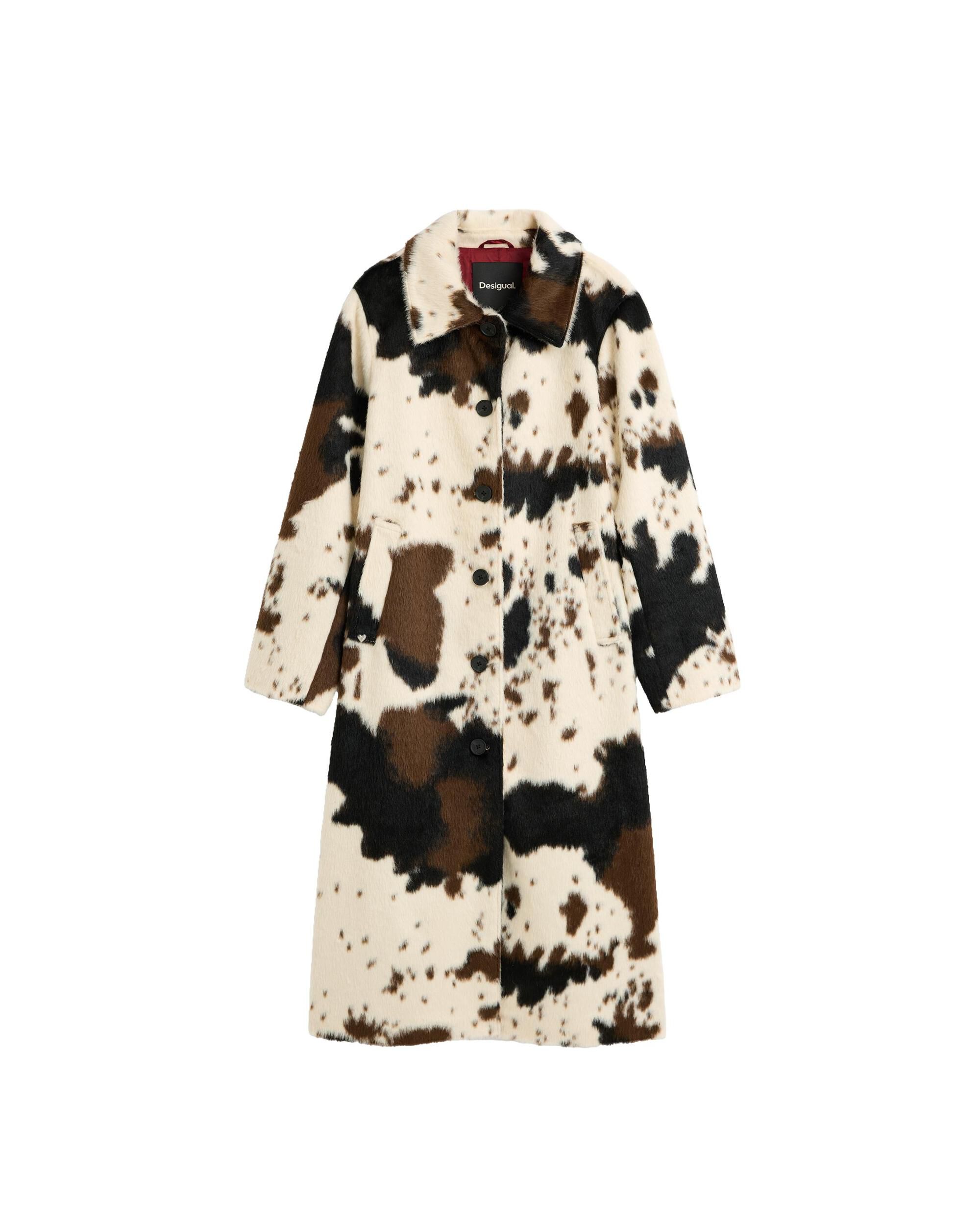 Abrigo de mujer estampado pelo largo - Desigual - Blanco Blanco-5