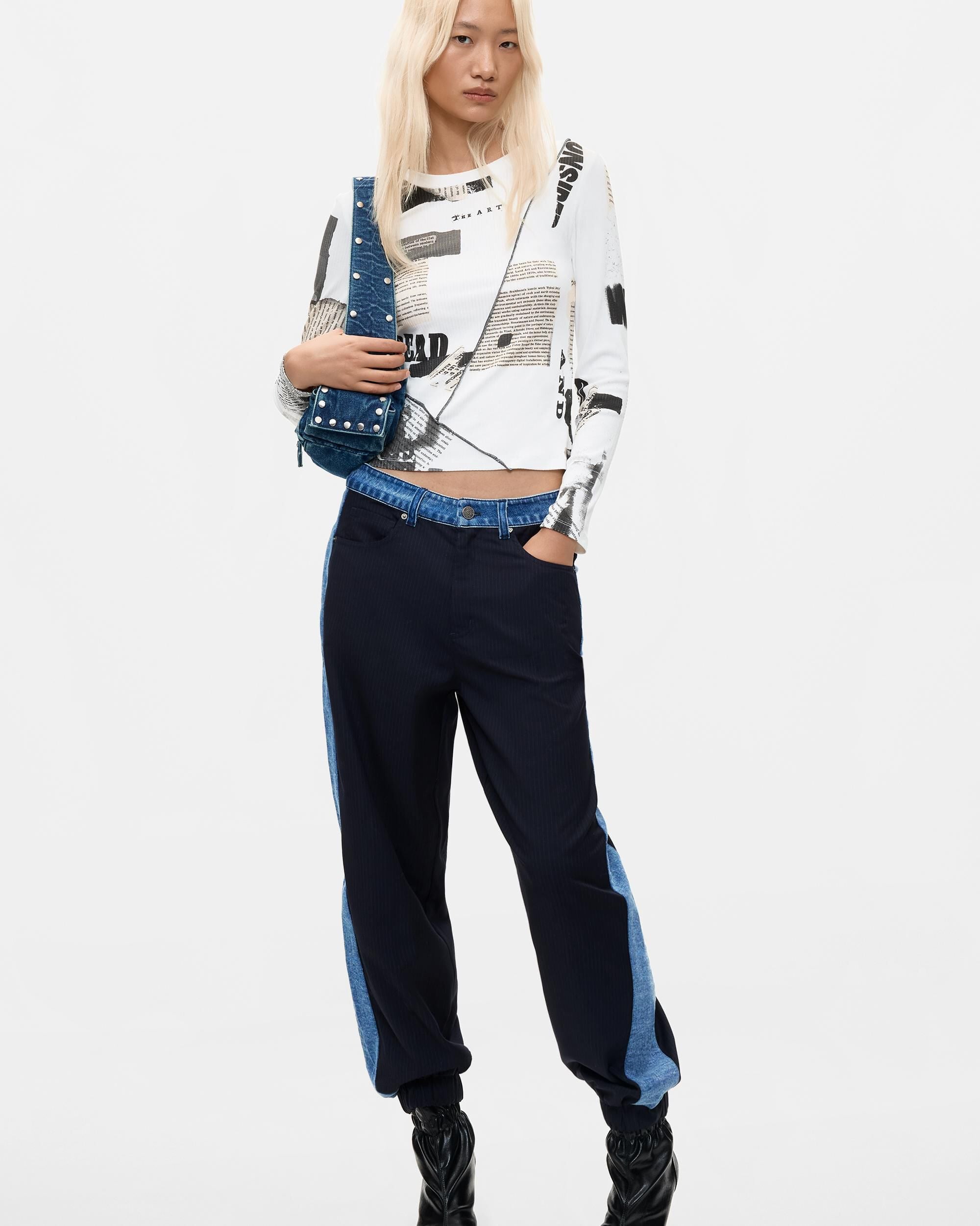 Pantalón de mujer jogger contraste - Desigual - Azul Azul-1