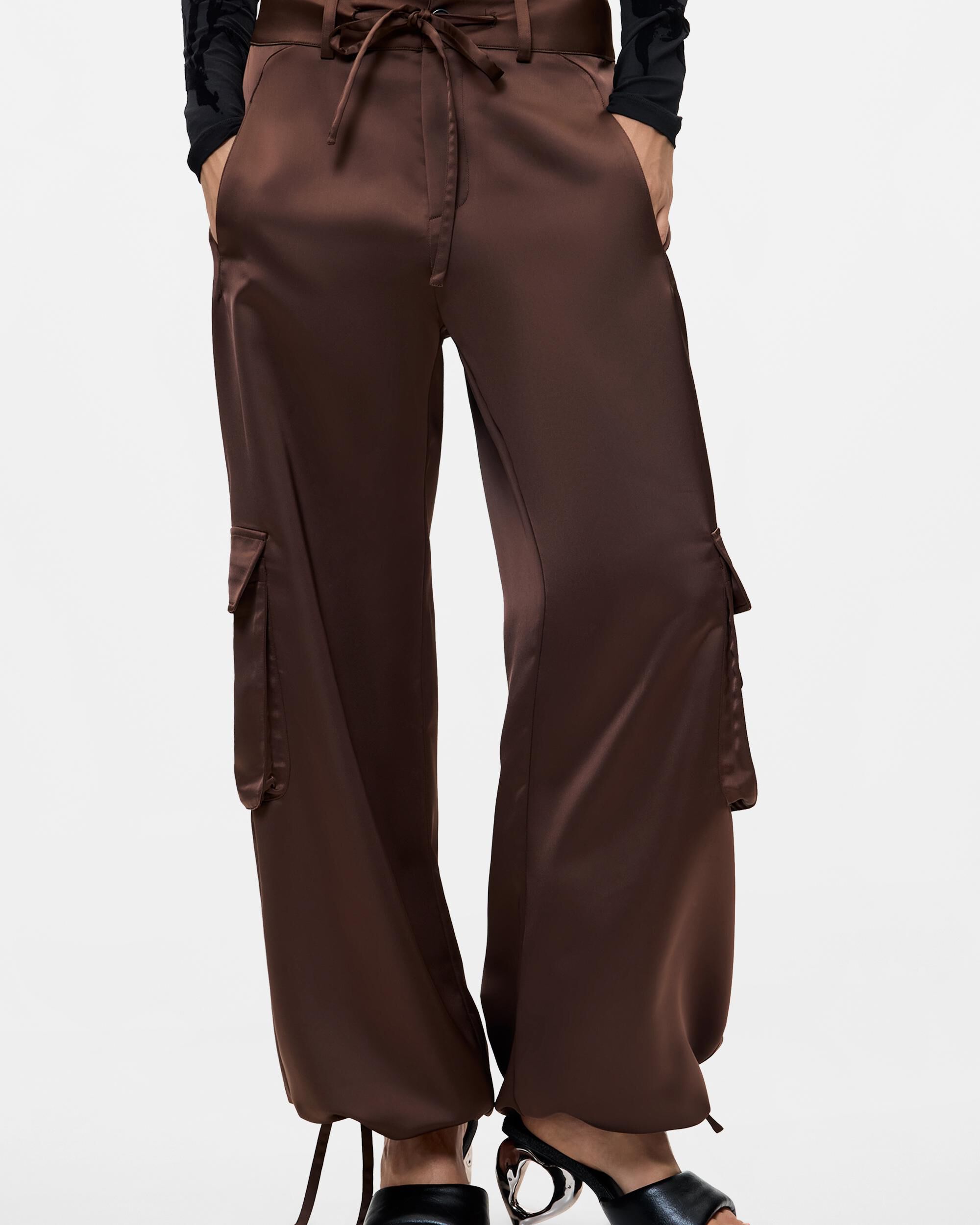 Pantalón de mujer cargo largo - Desigual - Marrón Marrón-2