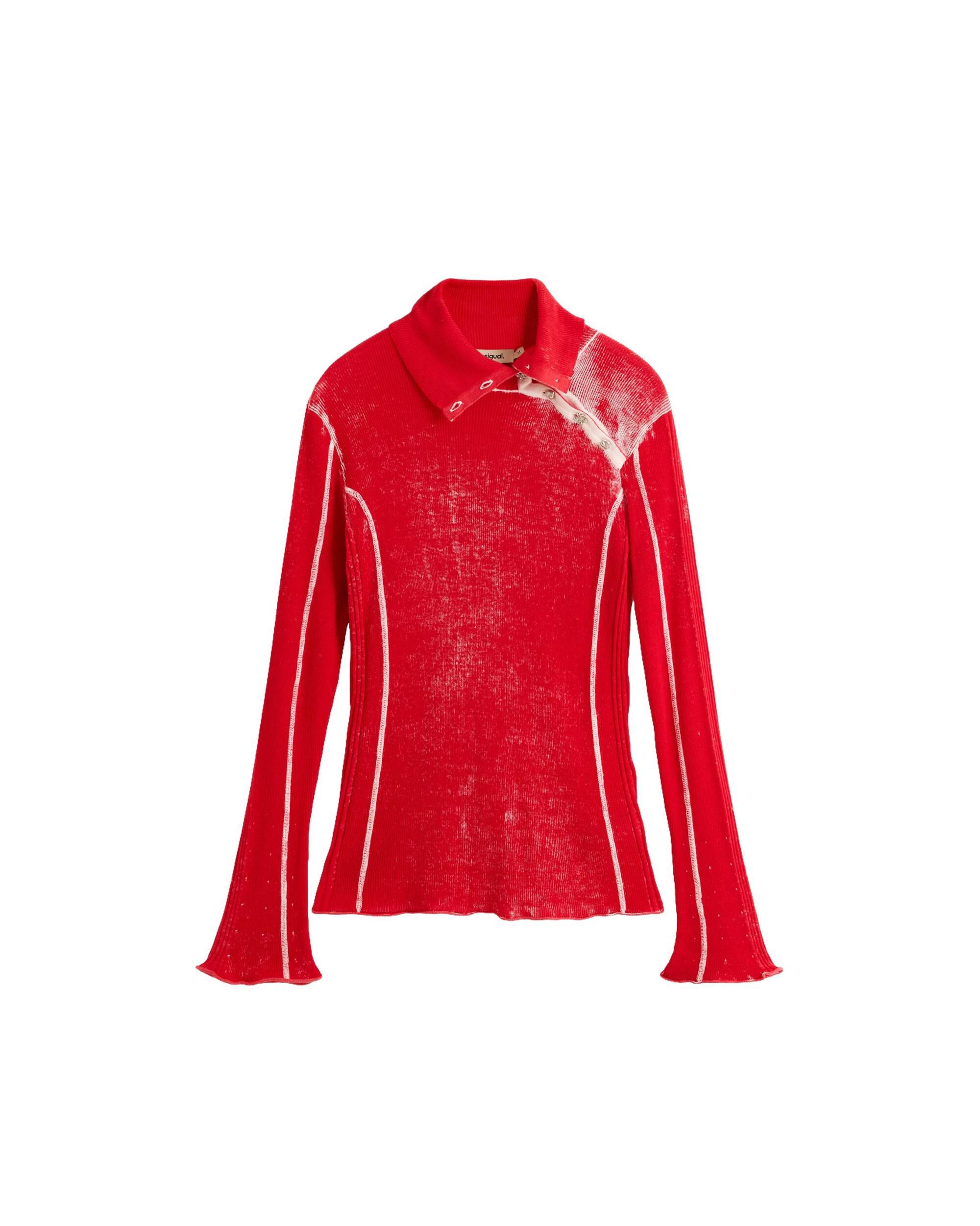 Jersey de mujer canalé asimétrico 100% algodón - Desigual - Rosa Rosa-4