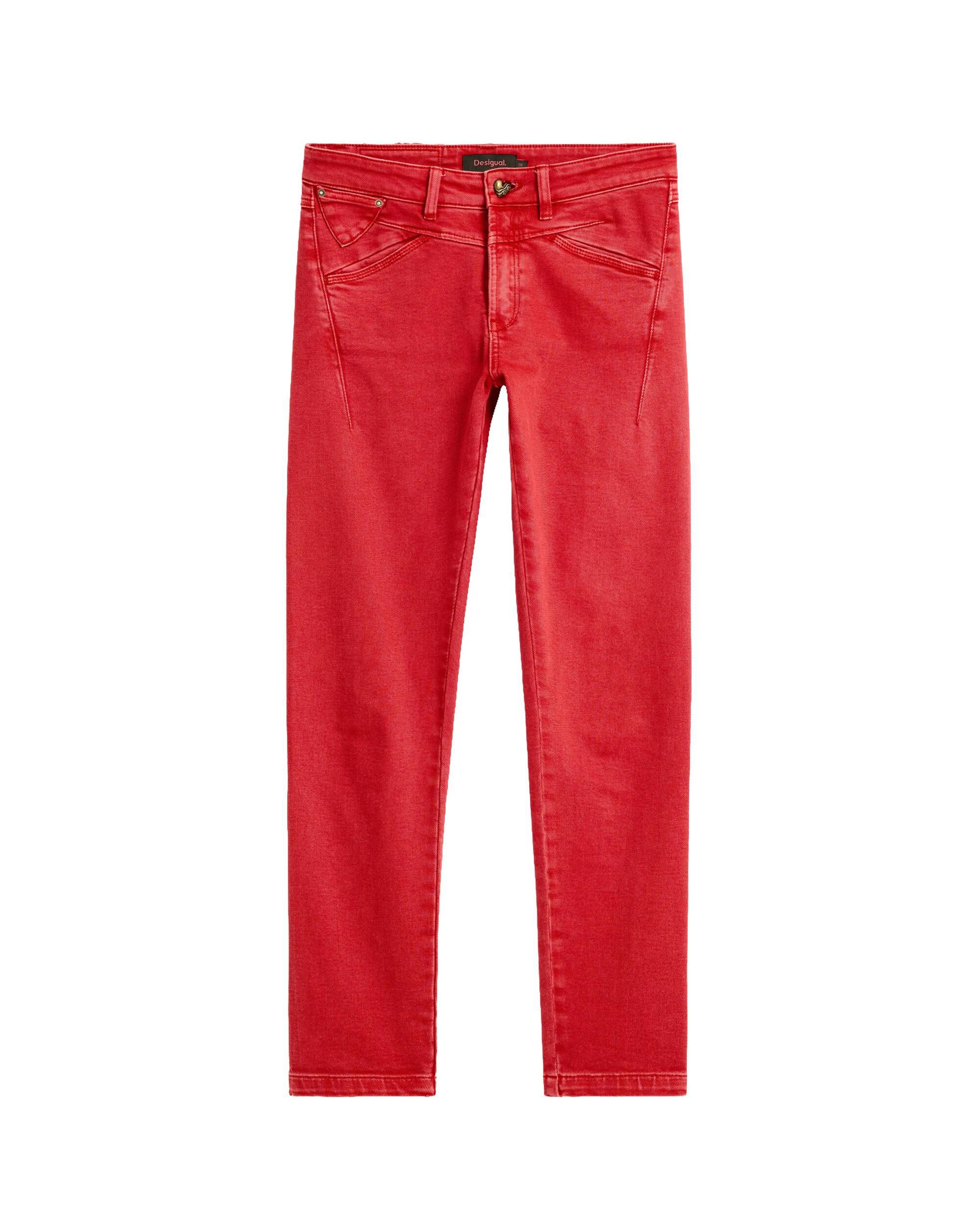 Pantalón de mujer vaquero slim - Desigual - Rojo Rojo-4