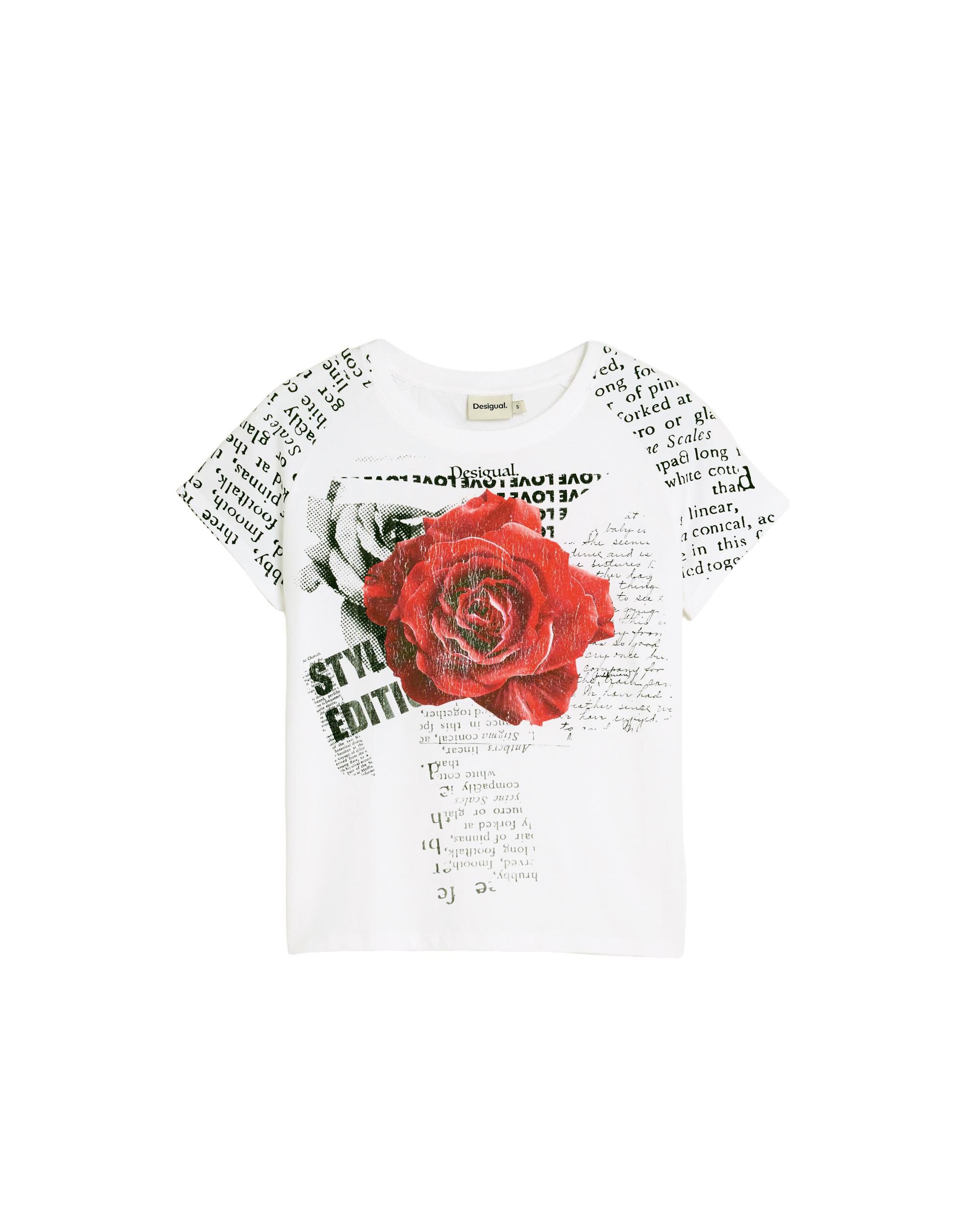Camiseta de mujer estampada 100% algodón - Desigual - Blanco Blanco-4