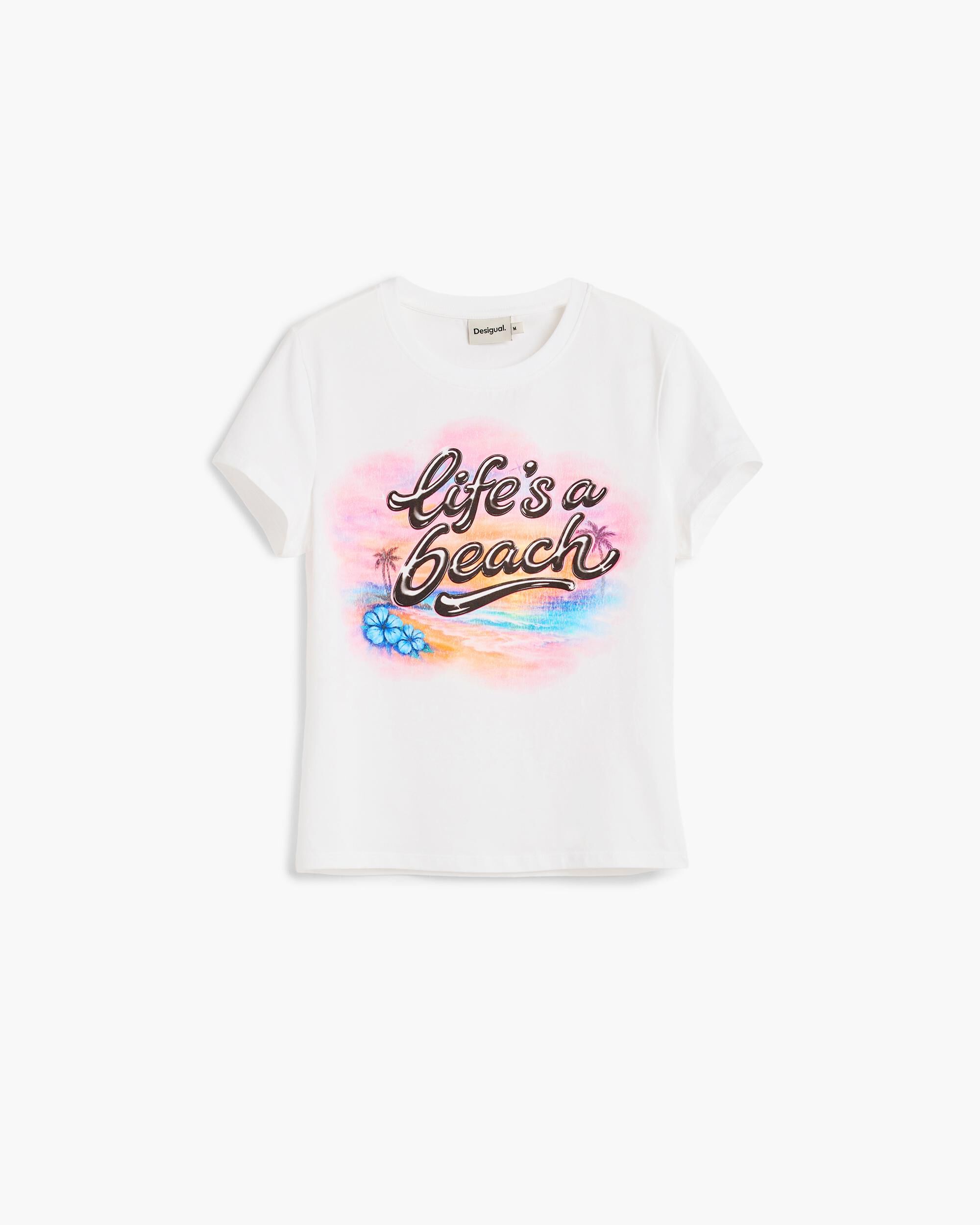 Camiseta de mujer algodón estampada - Desigual - Blanco Blanco-5