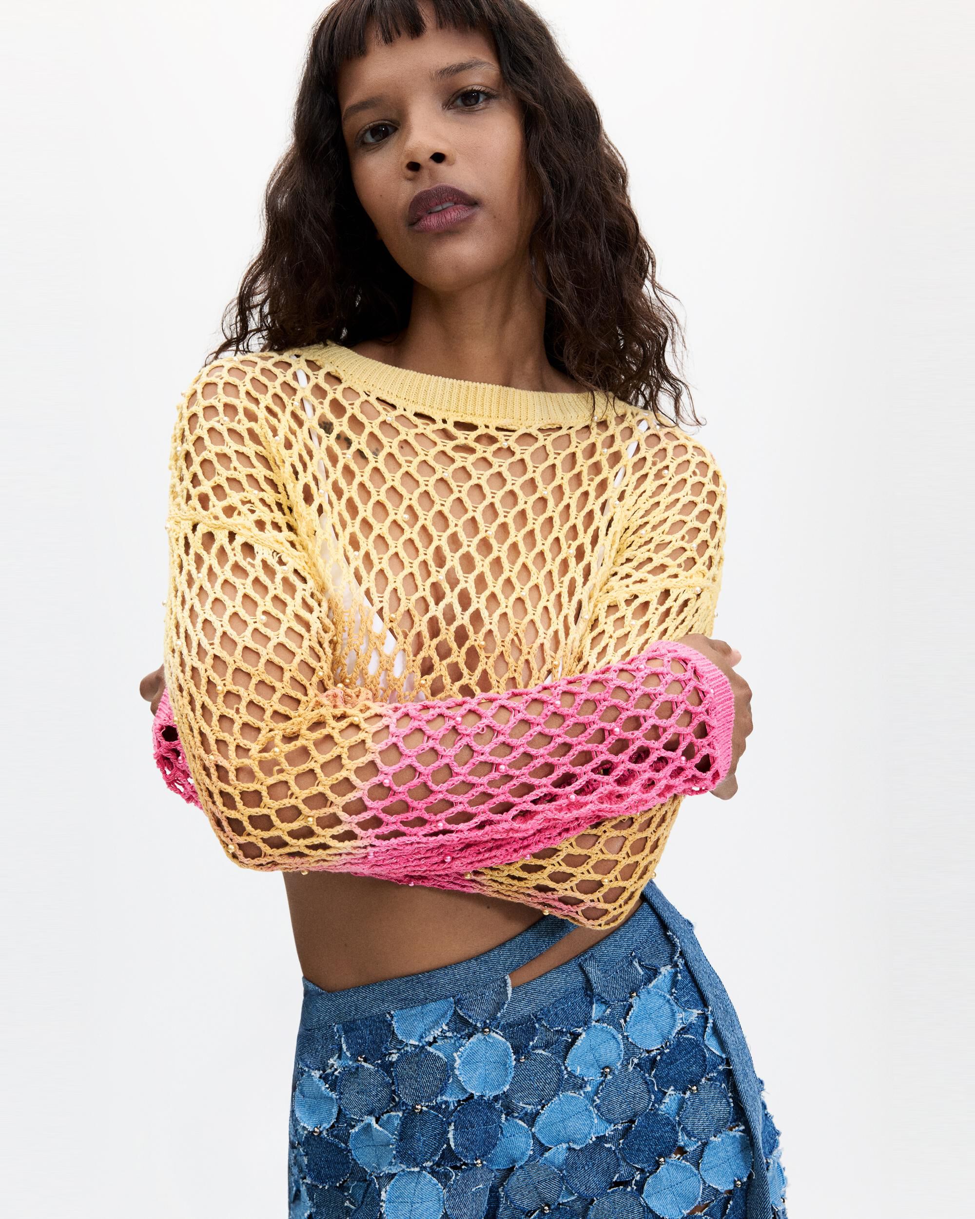 Desigual - Jersey de mujer crochet calado.