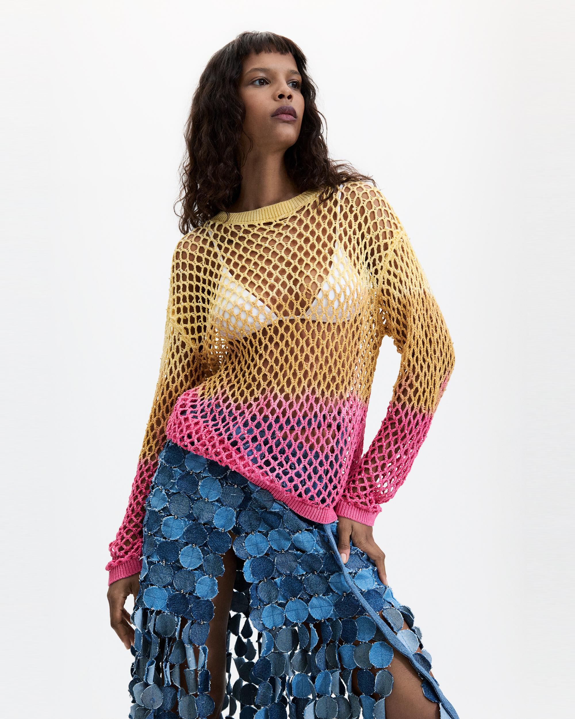 Jersey de mujer crochet calado - Desigual - Multicolor Multicolor-4