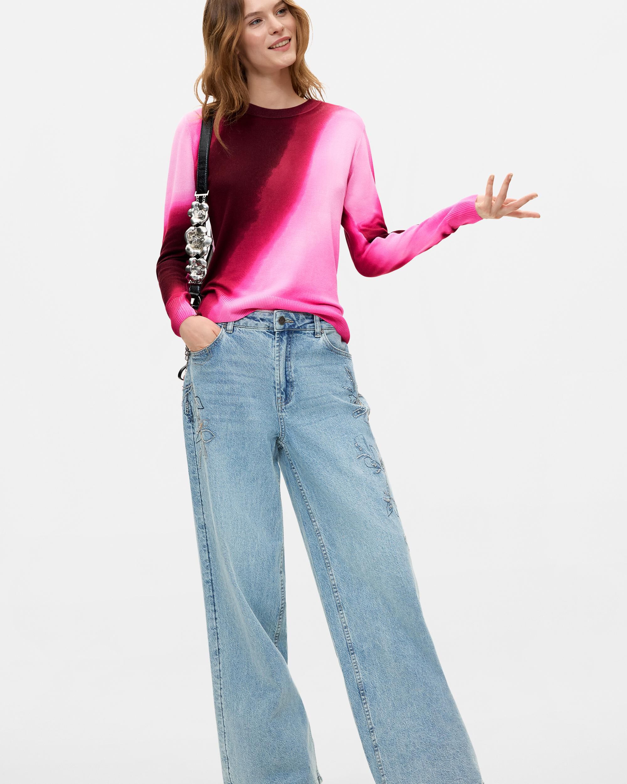 Jersey de mujer punto fino degradado - Desigual - Rojo Rojo-2
