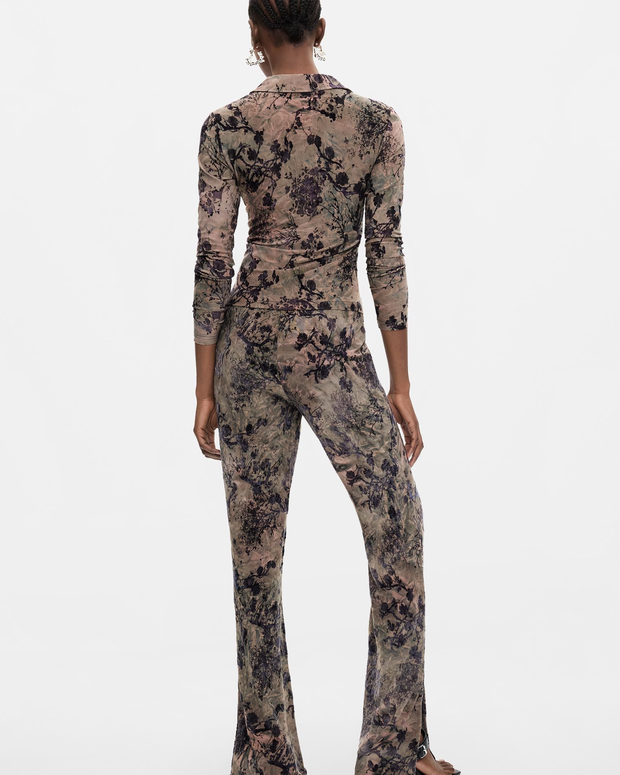 Pantalón de mujer largo flocado - Desigual - Negro Negro-2