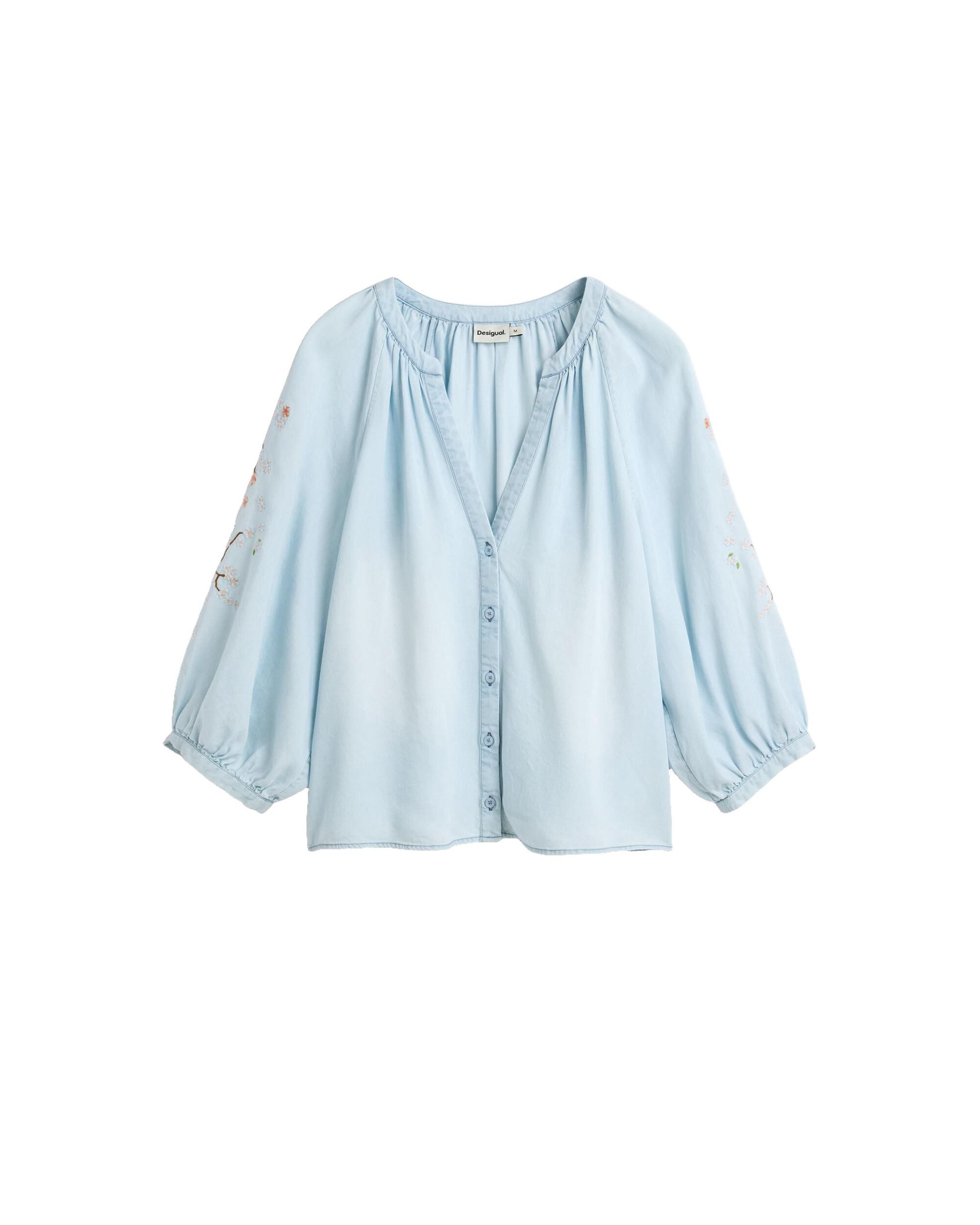Blusa de mujer bordados mangas - Desigual - Azul Azul-4