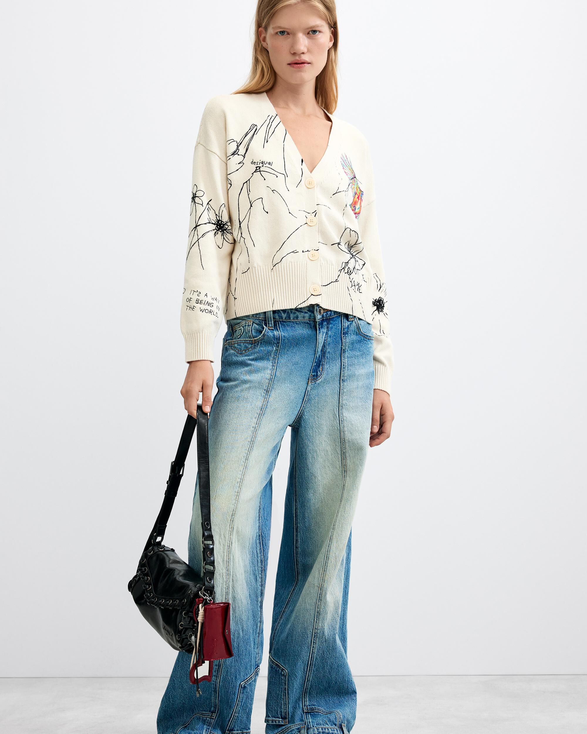 Jersey de mujer estampado flores - Desigual - Blanco Blanco-2