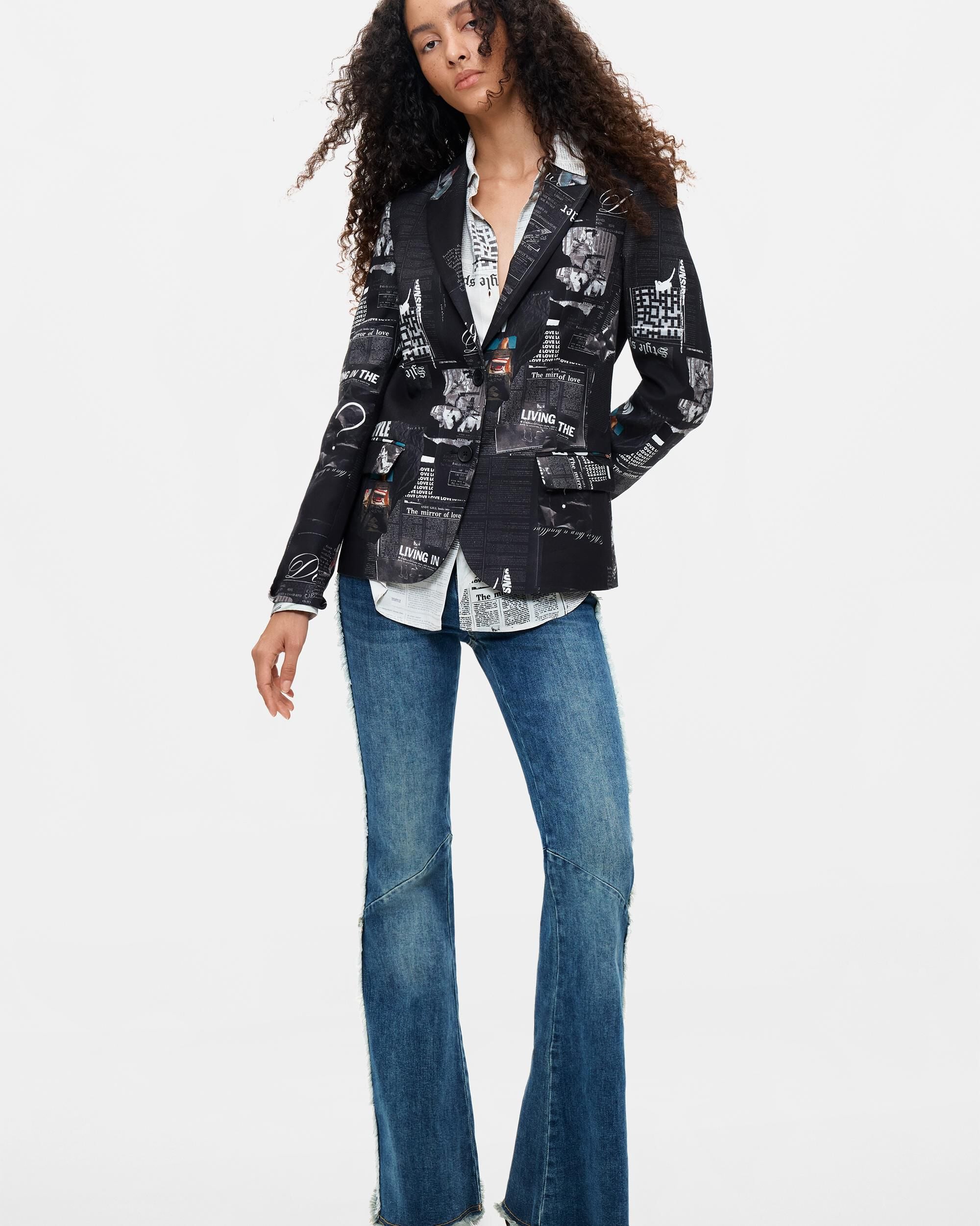 Americana de mujer estampada patchwork - Desigual - Negro Negro-1