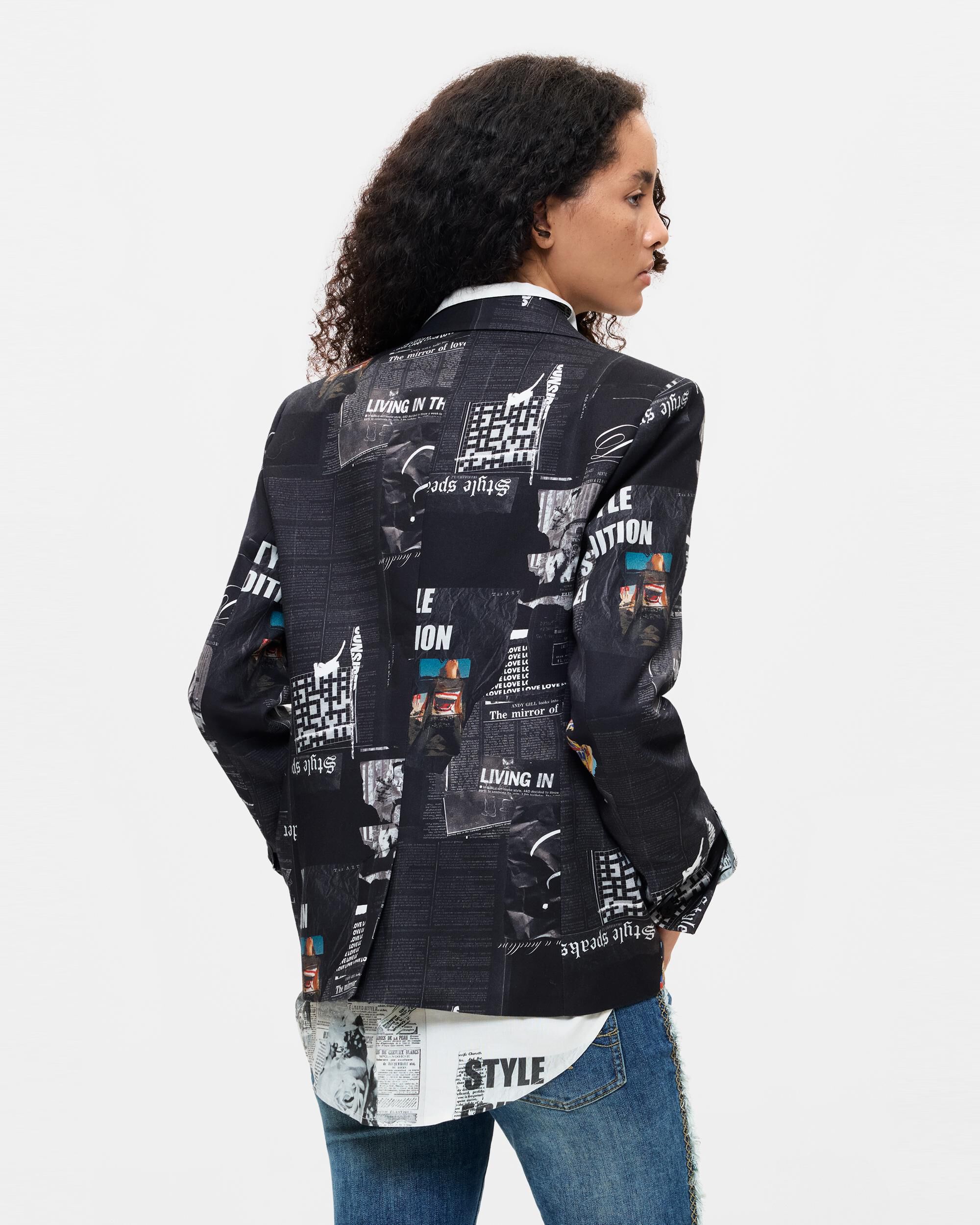 Americana de mujer estampada patchwork - Desigual - Negro Negro-3