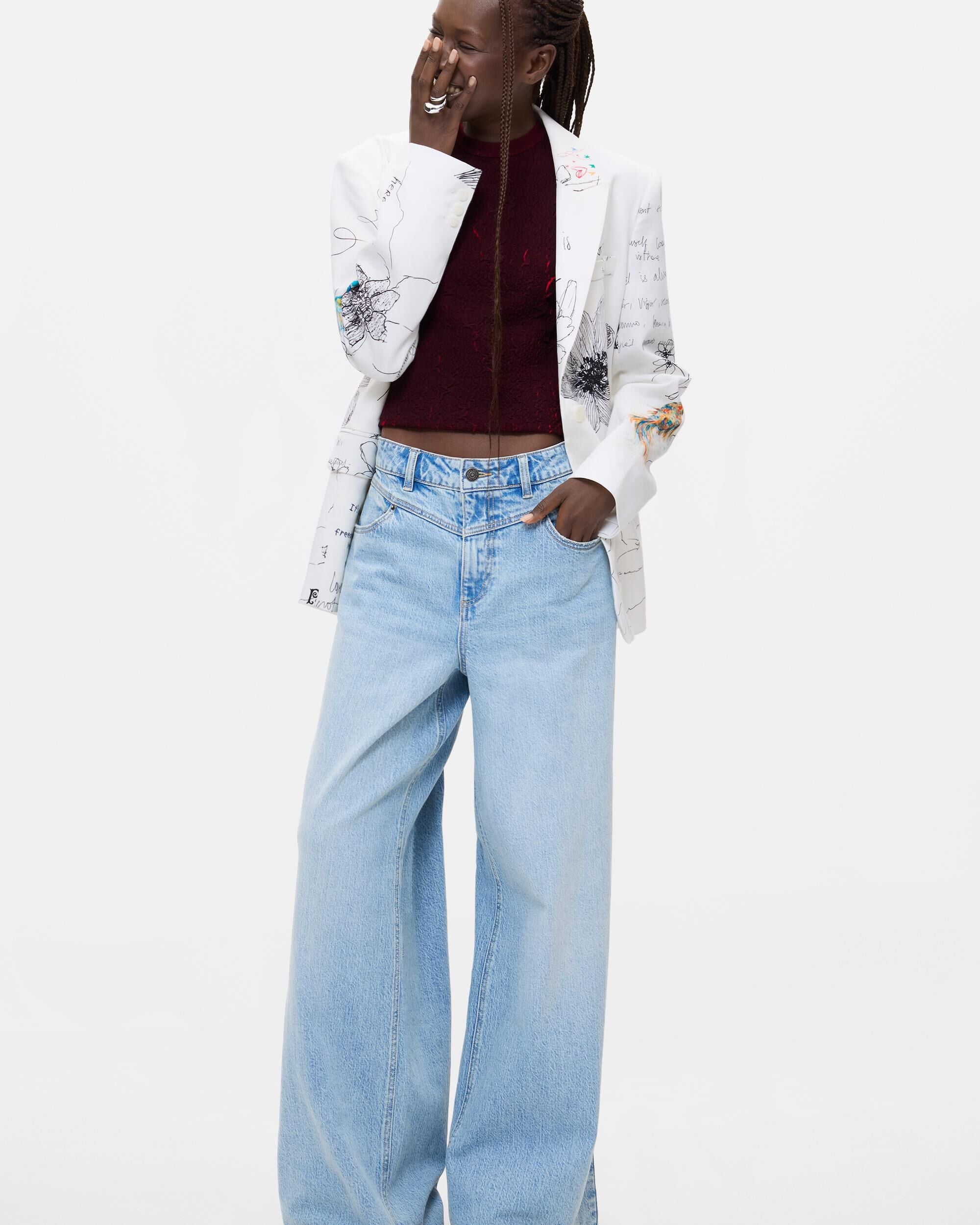 Imagen 0 de Abrigo de mujer estampado flores Blanco