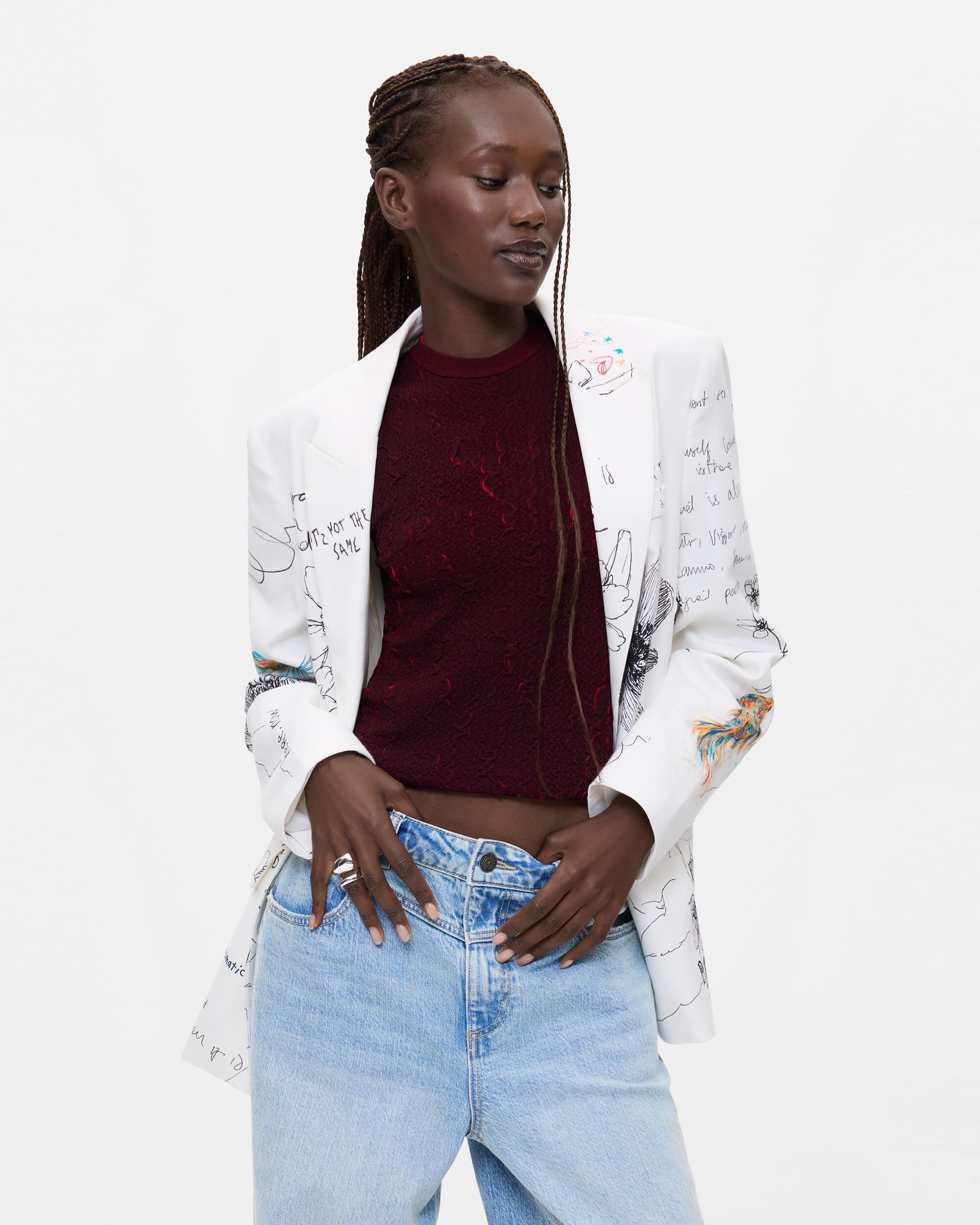 Abrigo de mujer estampado flores - Desigual - Blanco Blanco-2