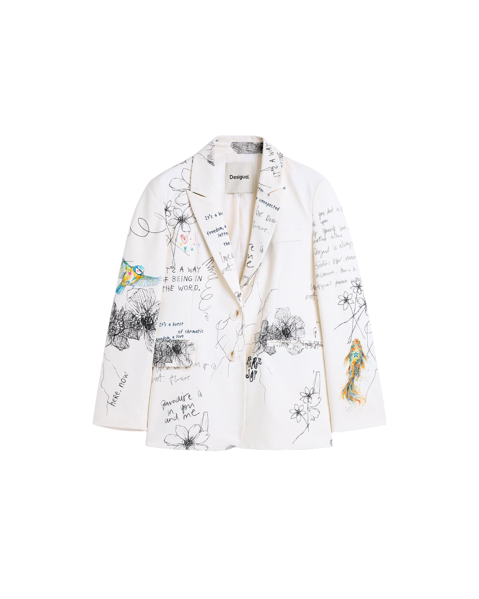 Abrigo de mujer estampado flores - Desigual - Blanco Blanco-5