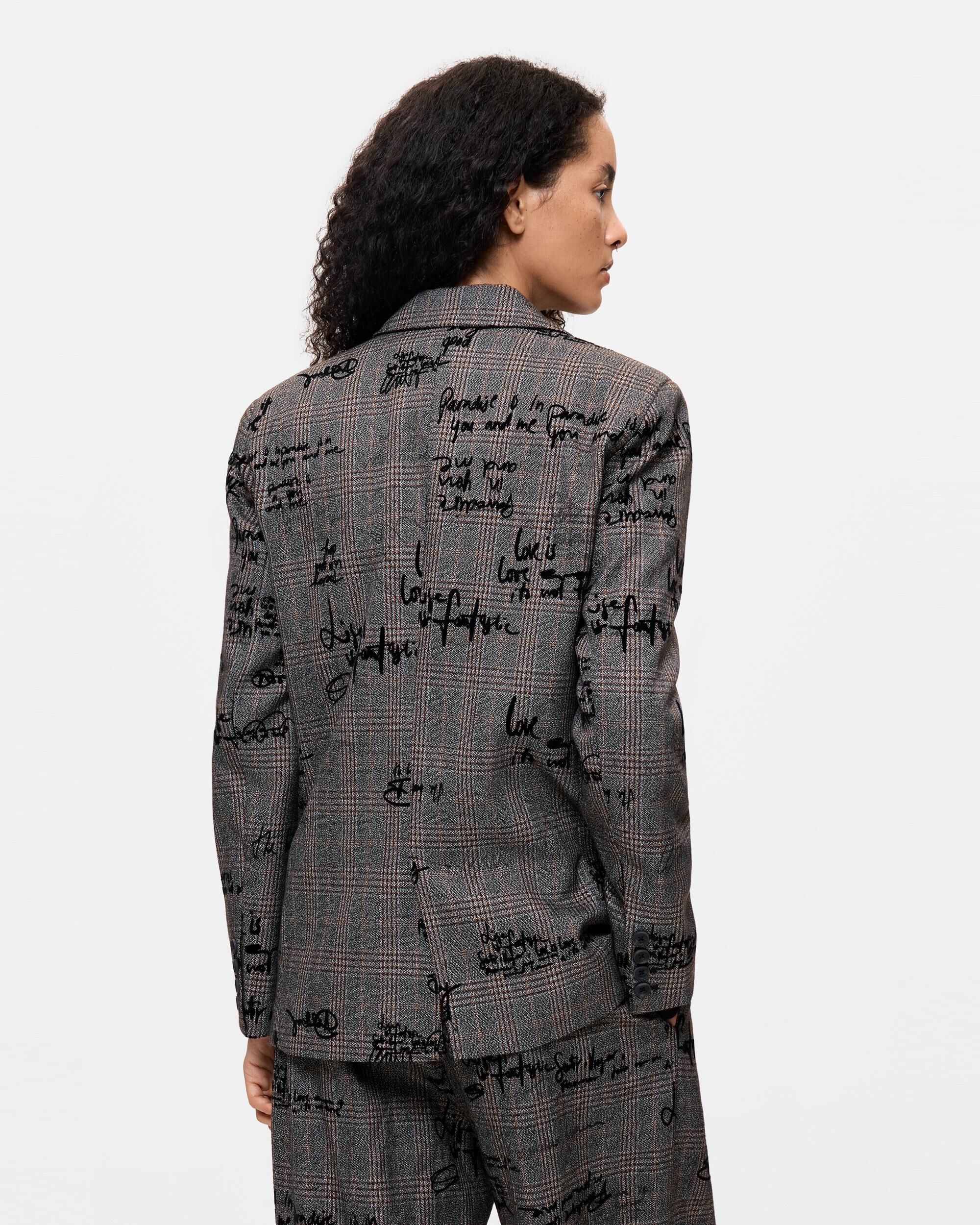 Abrigo de mujer cuadros texturizado - Desigual - Negro Negro-3
