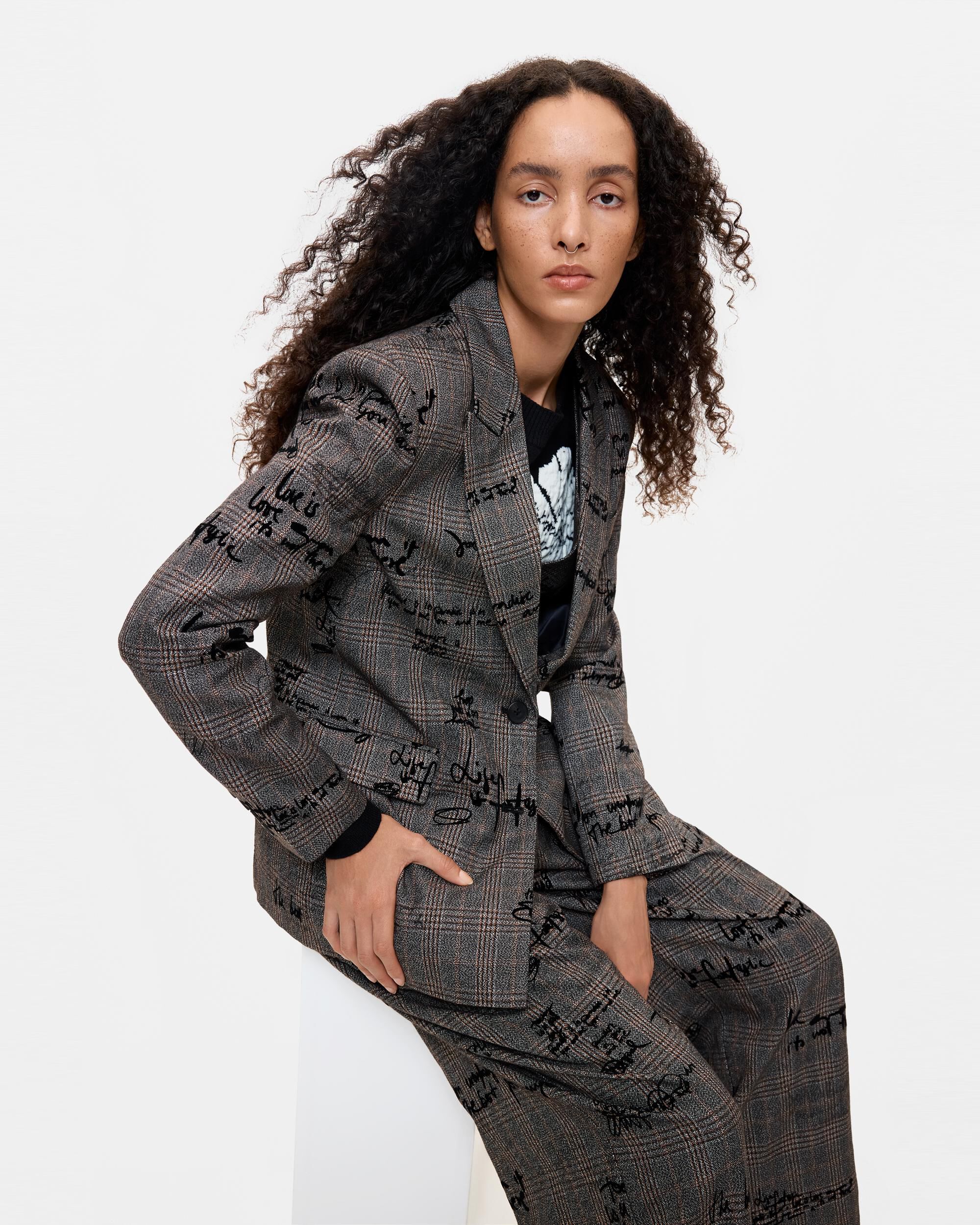 Abrigo de mujer cuadros texturizado - Desigual - Negro Negro-4
