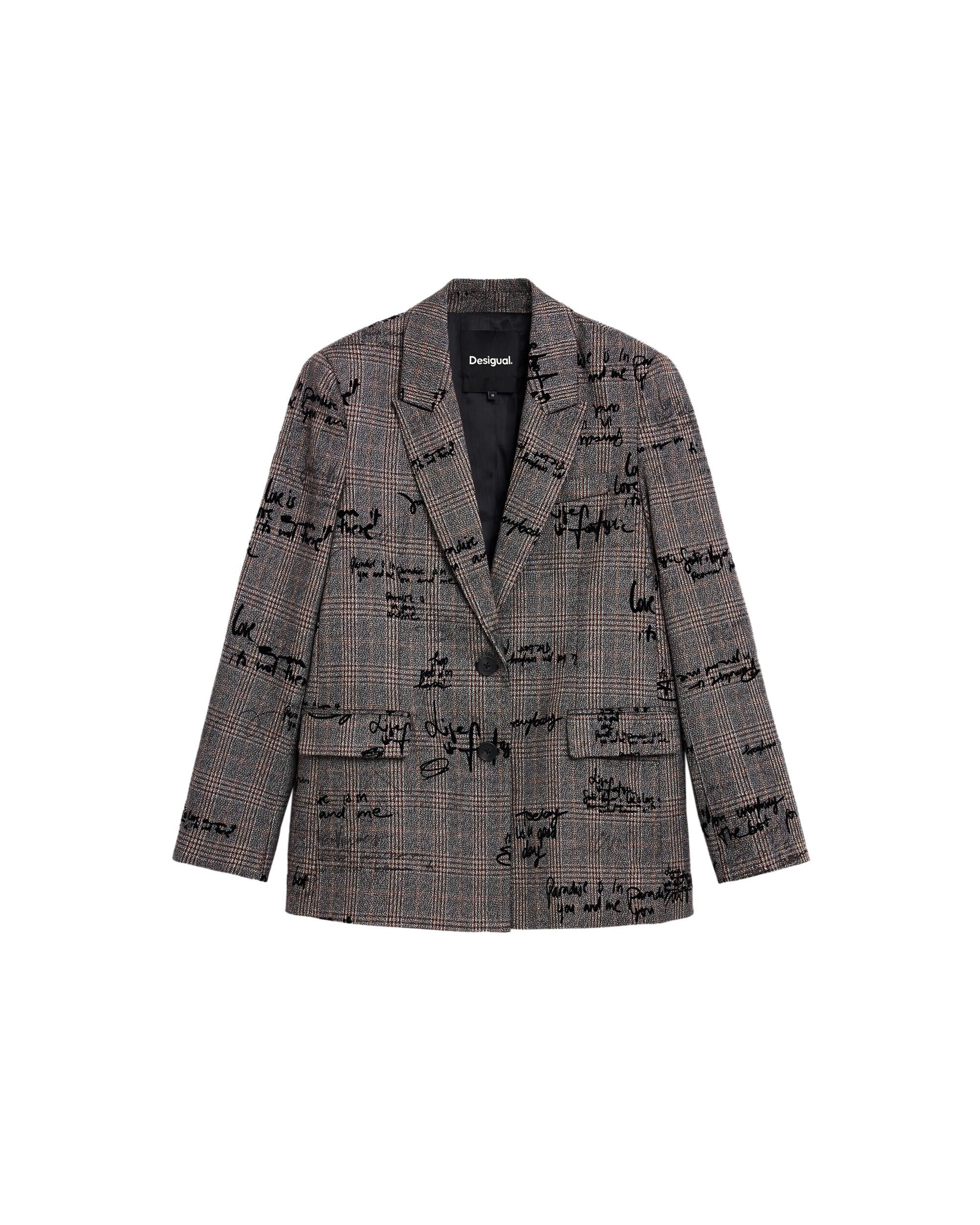 Abrigo de mujer cuadros texturizado - Desigual - Negro Negro-5