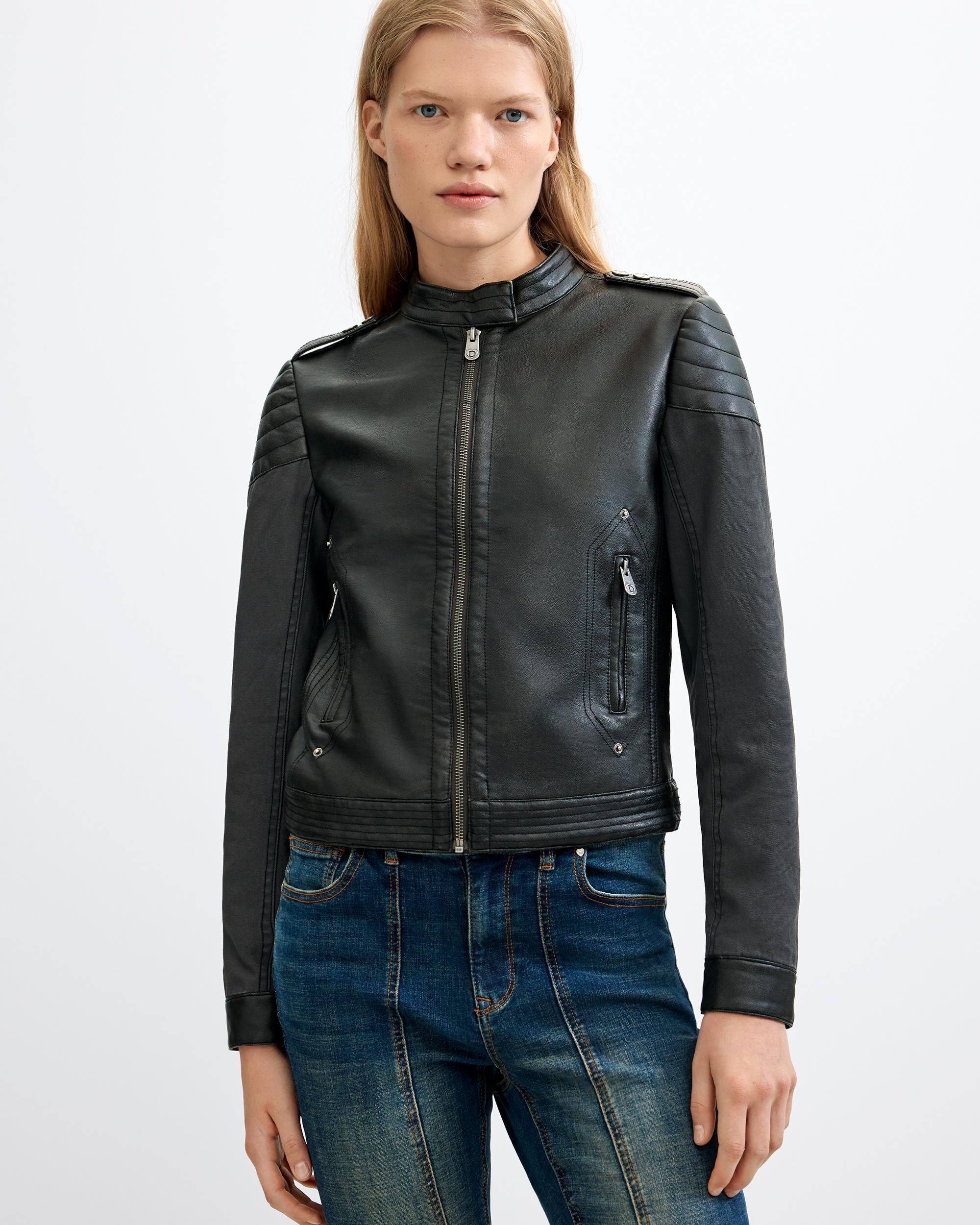 Cazadora de mujer efecto piel - Desigual - Negro Negro-2