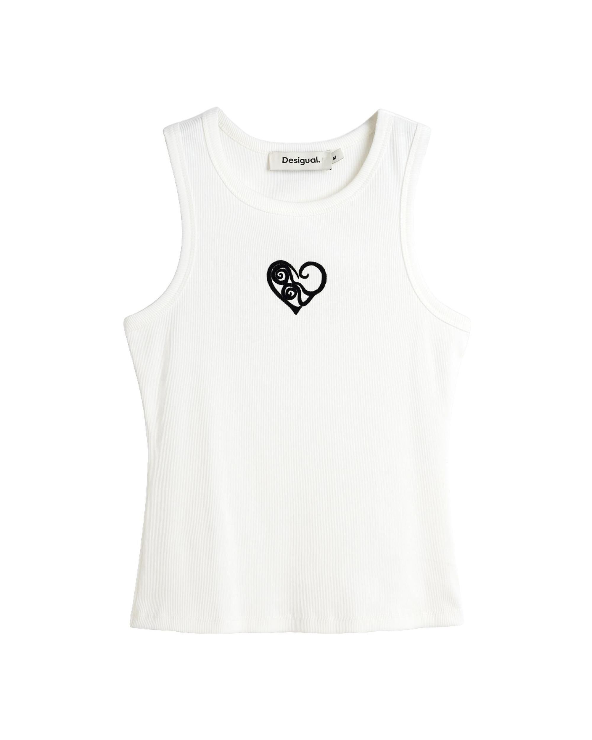 Camiseta de mujer sin mangas 100% algodón - Desigual - Blanco Blanco-4
