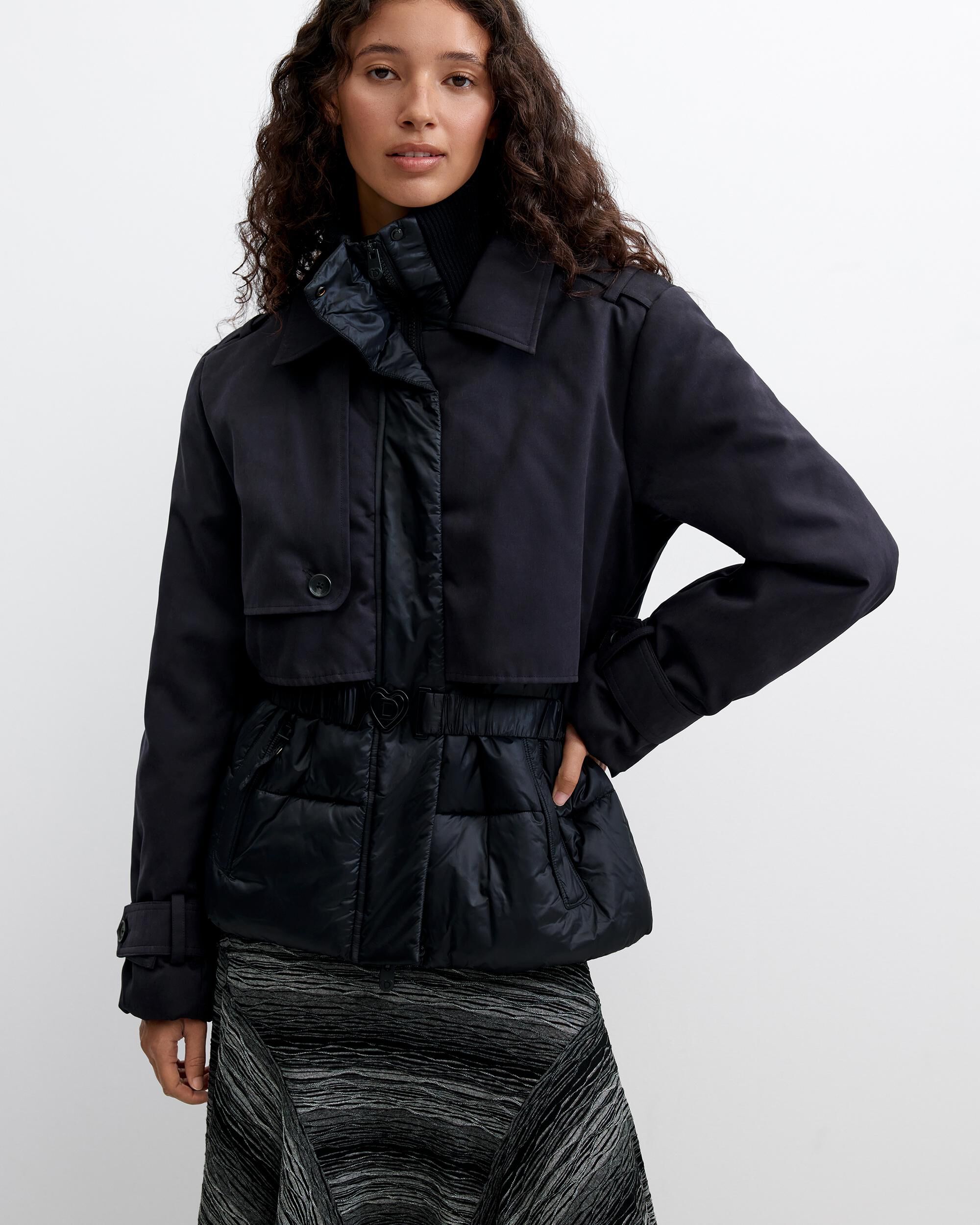 Abrigo de mujer acolchado corto - Desigual - Negro Negro-2