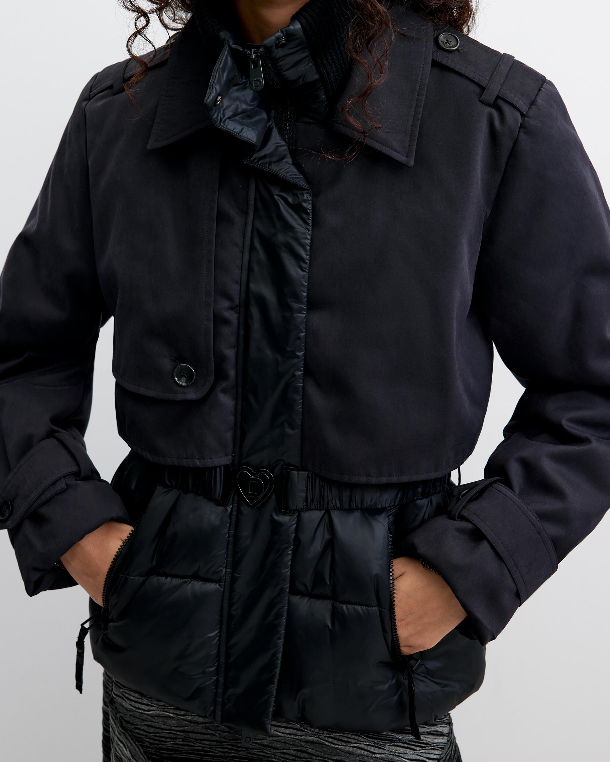 Abrigo de mujer acolchado corto - Desigual - Negro Negro-4