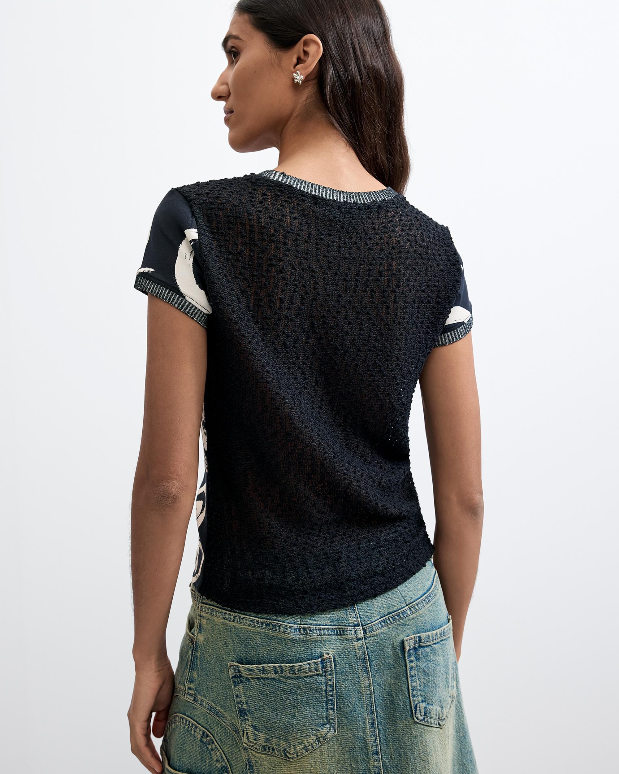 Camiseta de mujer estampada 100% algodón - Desigual - Negro Negro-3