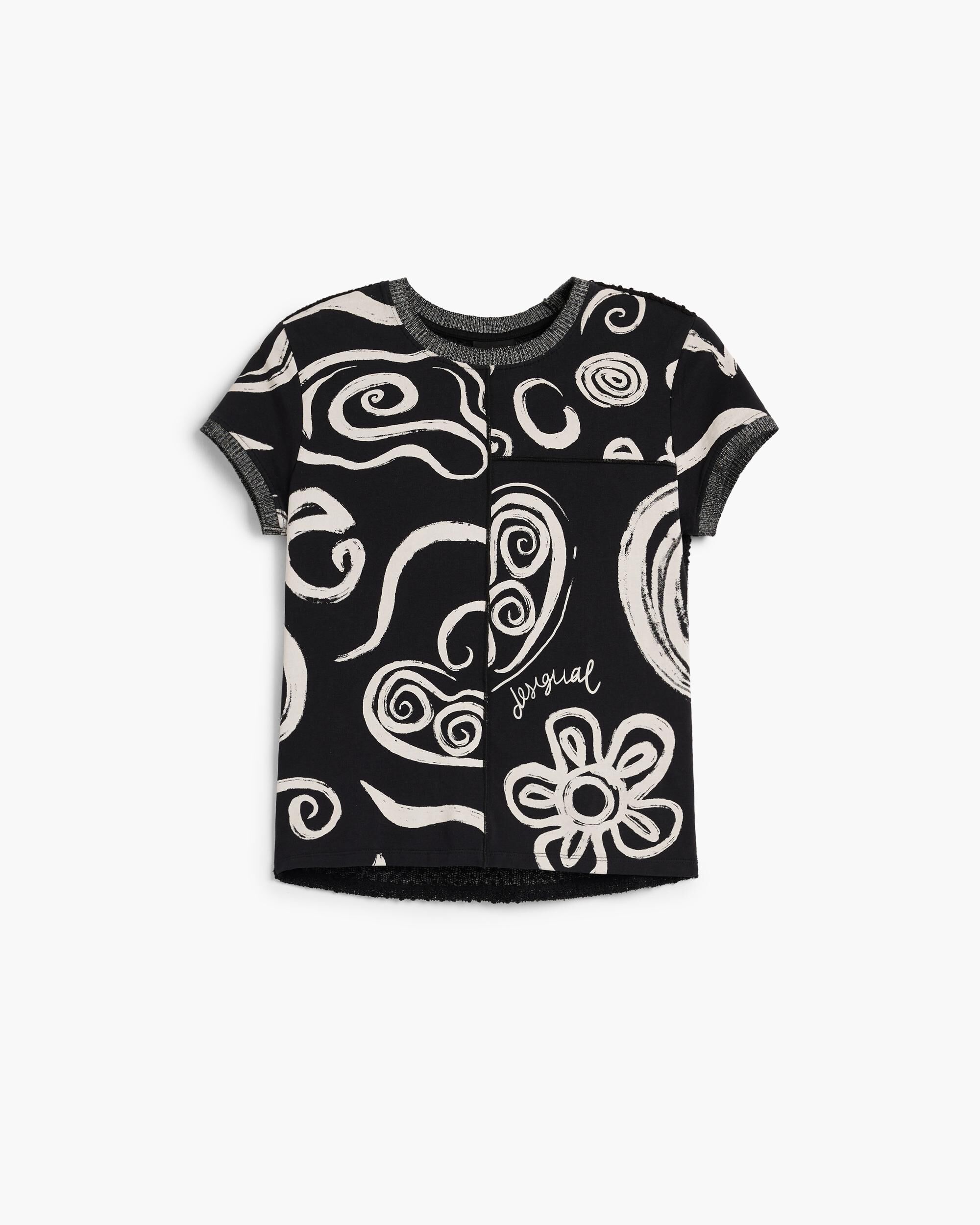 Camiseta de mujer estampada 100% algodón - Desigual - Negro Negro-4