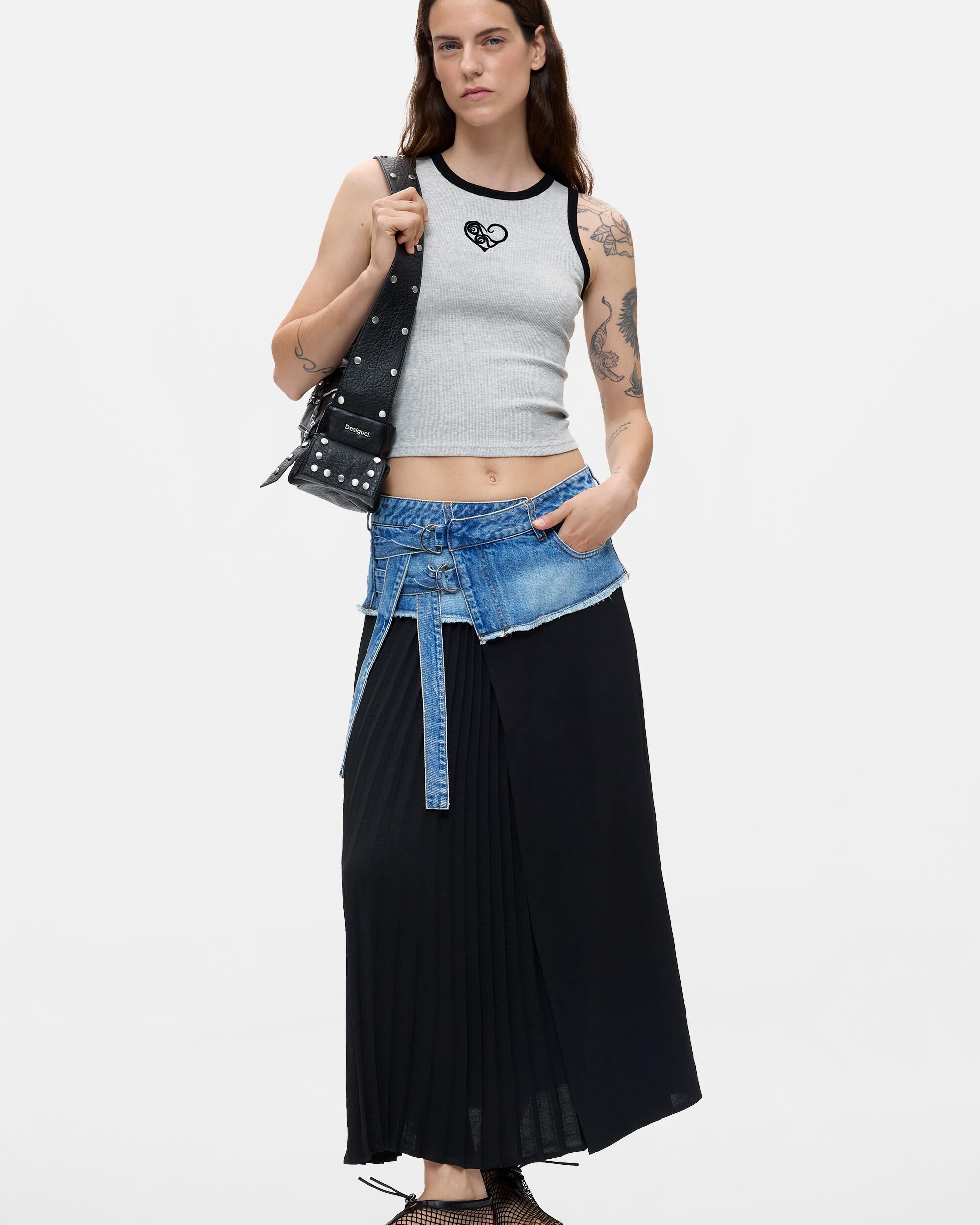 Camiseta de mujer sin mangas 100% algodón - Desigual - Gris Gris-2