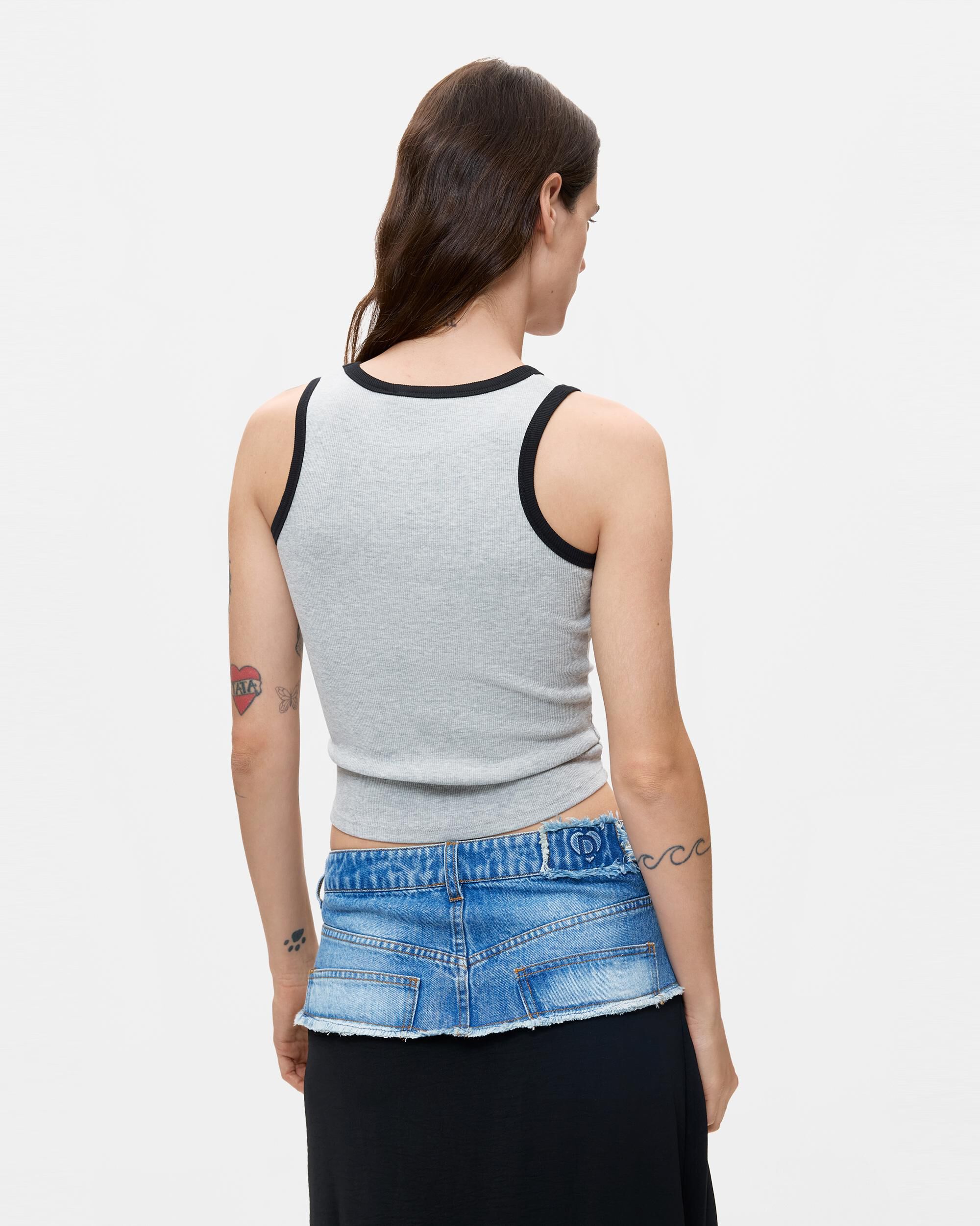 Camiseta de mujer sin mangas 100% algodón - Desigual - Gris Gris-3
