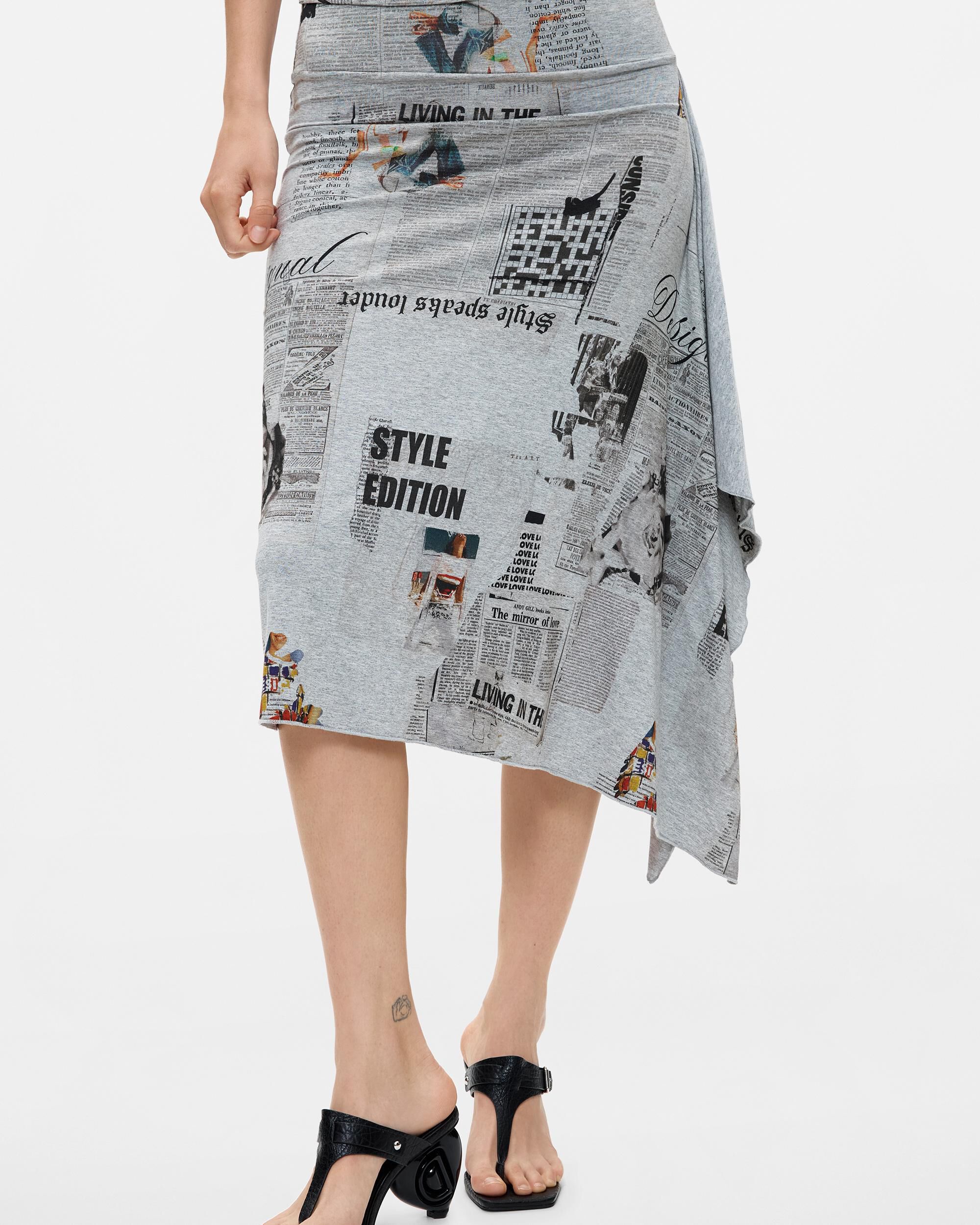 Falda asimétrica estampada - Desigual - Negro Negro-2