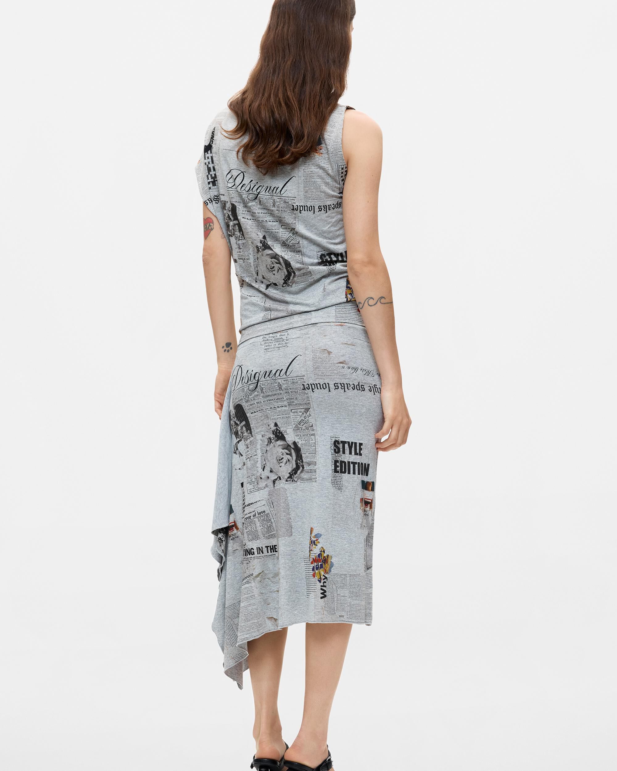 Falda asimétrica estampada - Desigual - Negro Negro-3