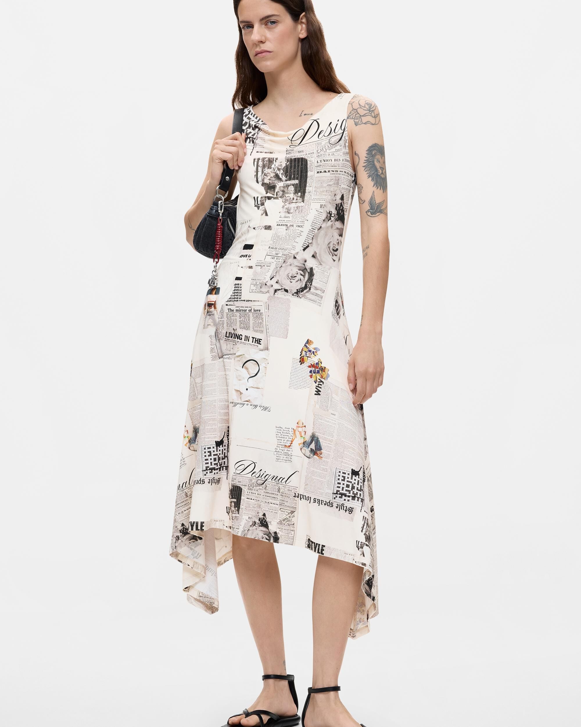 Vestido sin mangas estampado - Desigual - Blanco Blanco-1