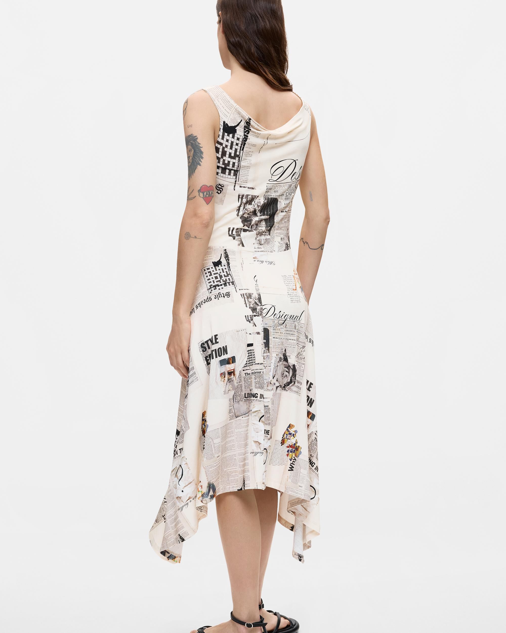 Vestido sin mangas estampado - Desigual - Blanco Blanco-3