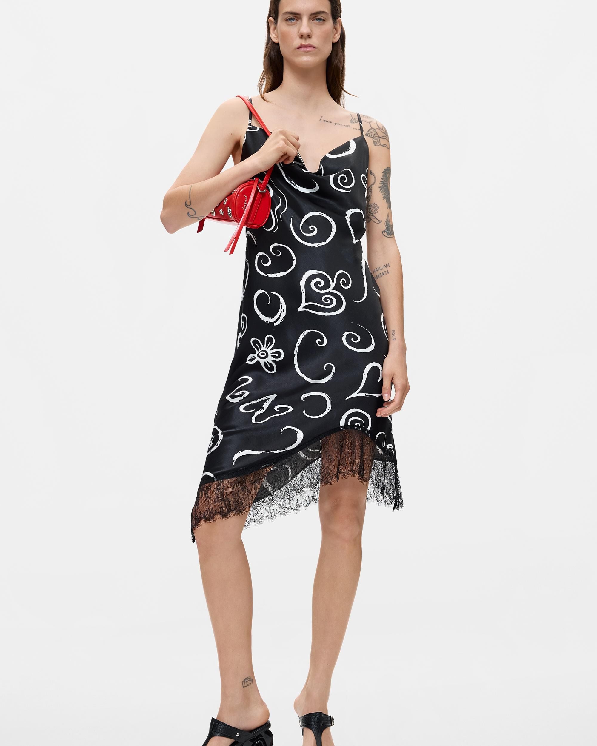 Vestido tirantes estampado corto - Desigual - Negro Negro-1