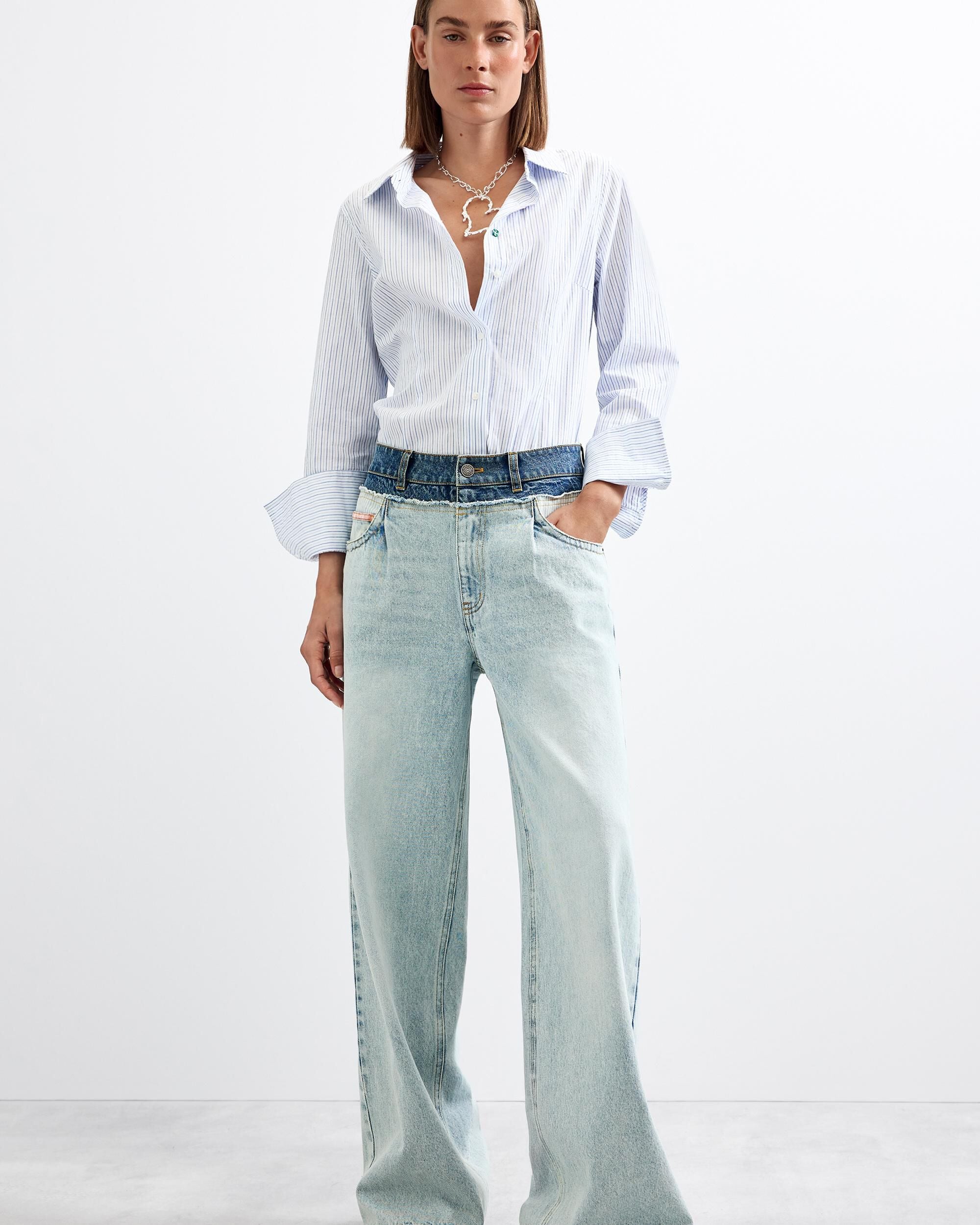 Pantalón de mujer vaquero wide leg - Desigual - Azul Azul-1