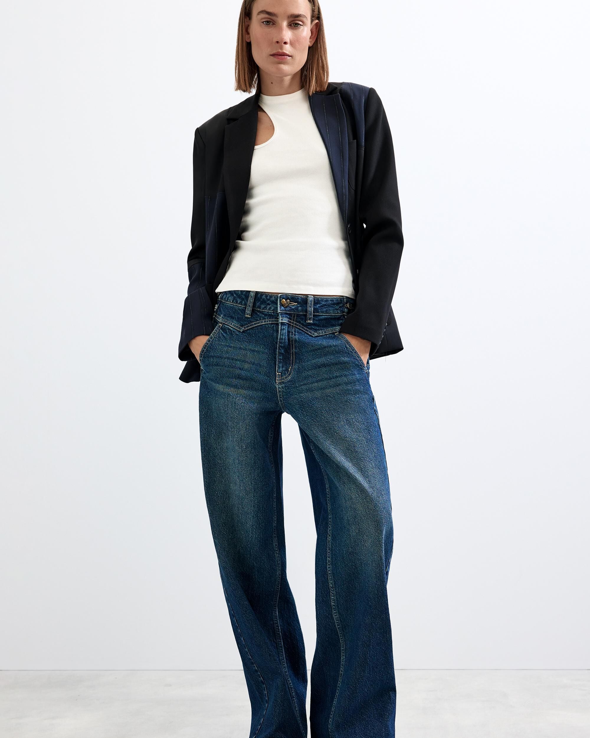 Pantalón de mujer vaquero pierna ancha - Desigual - Azul Azul-1
