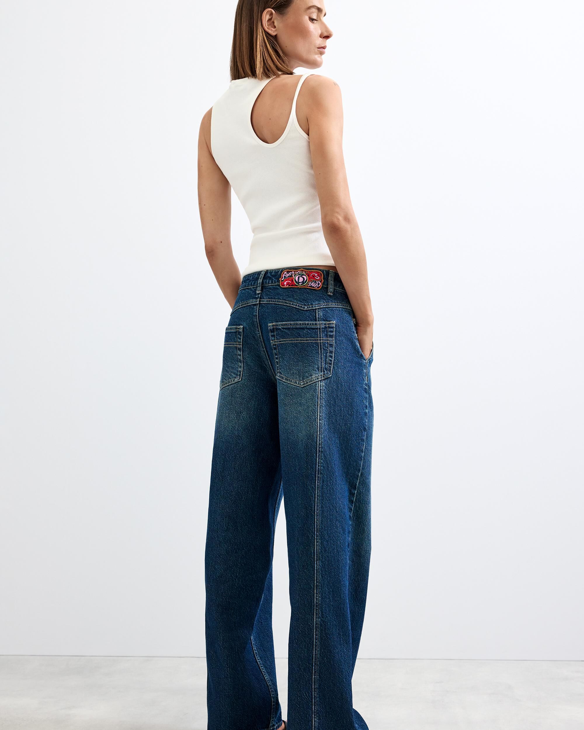 Pantalón de mujer vaquero pierna ancha - Desigual - Azul Azul-3