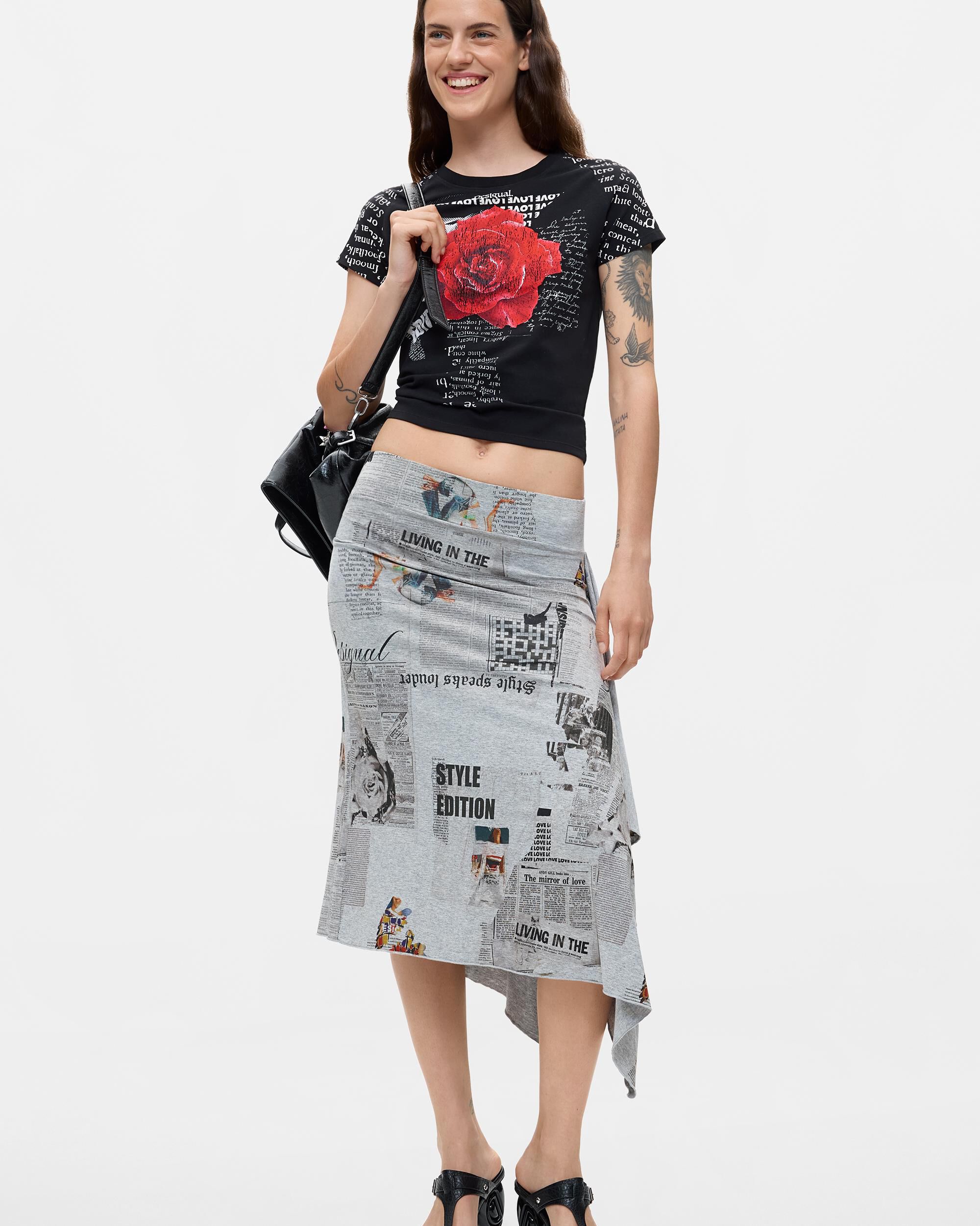 Camiseta de mujer estampada 100% algodón - Desigual - Negro Negro-2