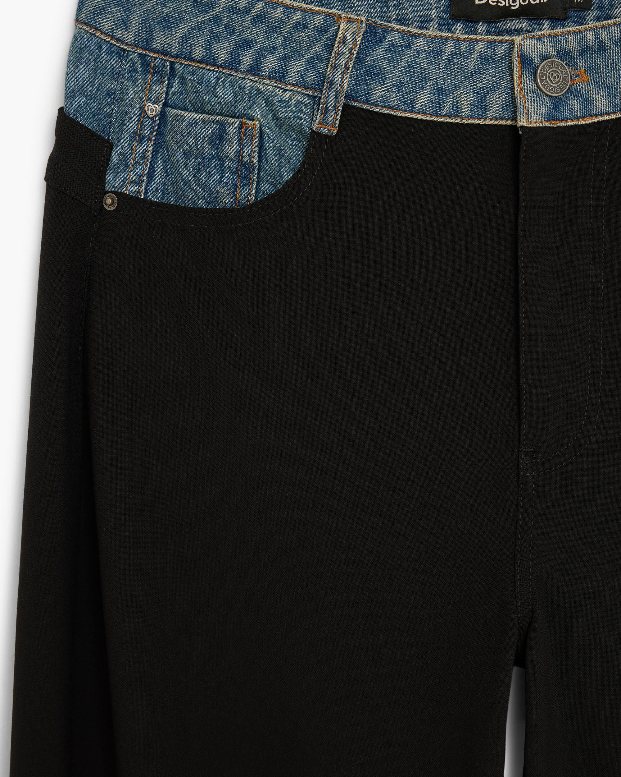 Pantalón de mujer recto 100% algodón - Desigual - Negro Negro-3