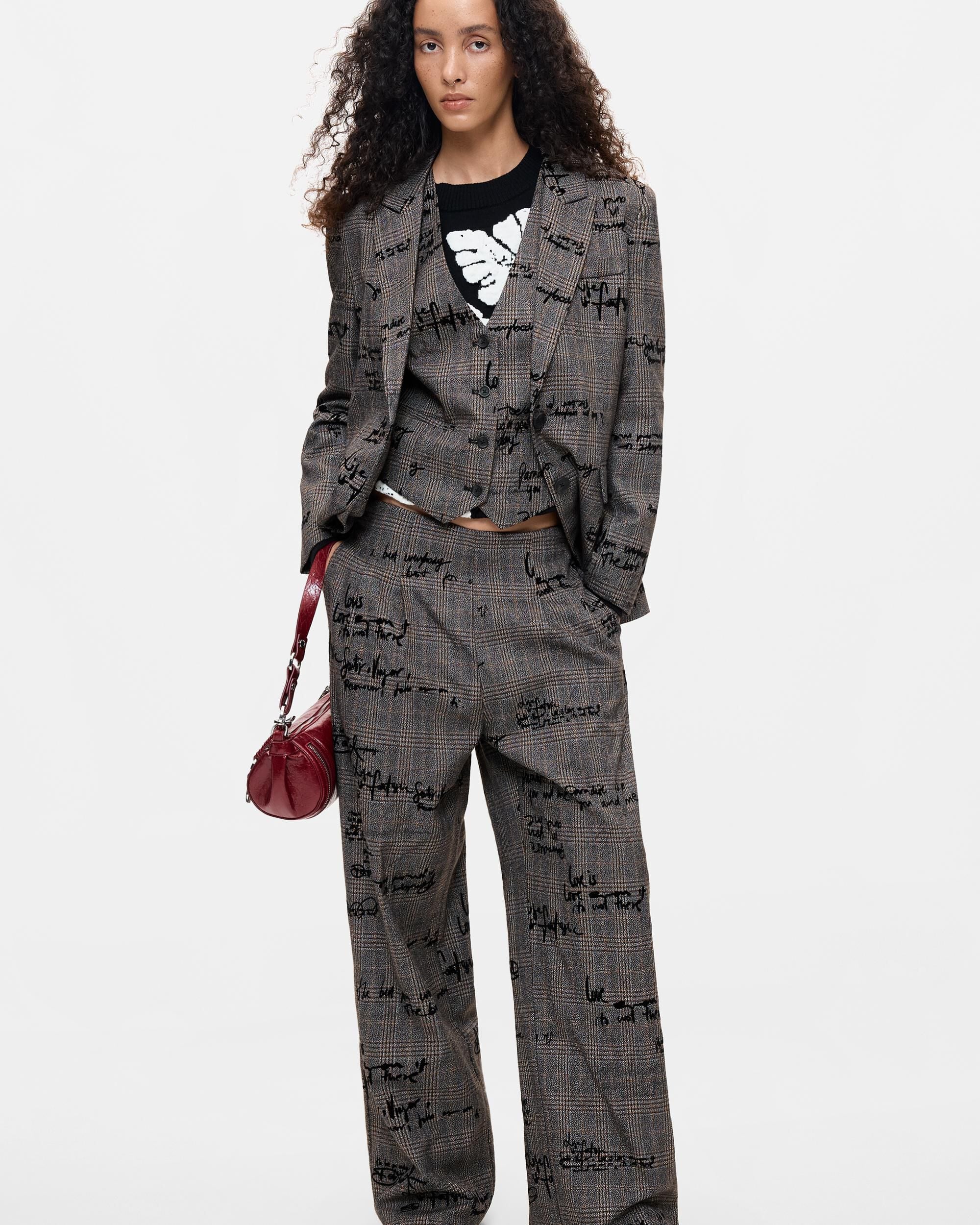 Imagen 0 de Pantalón de mujer cuadros largo Negro