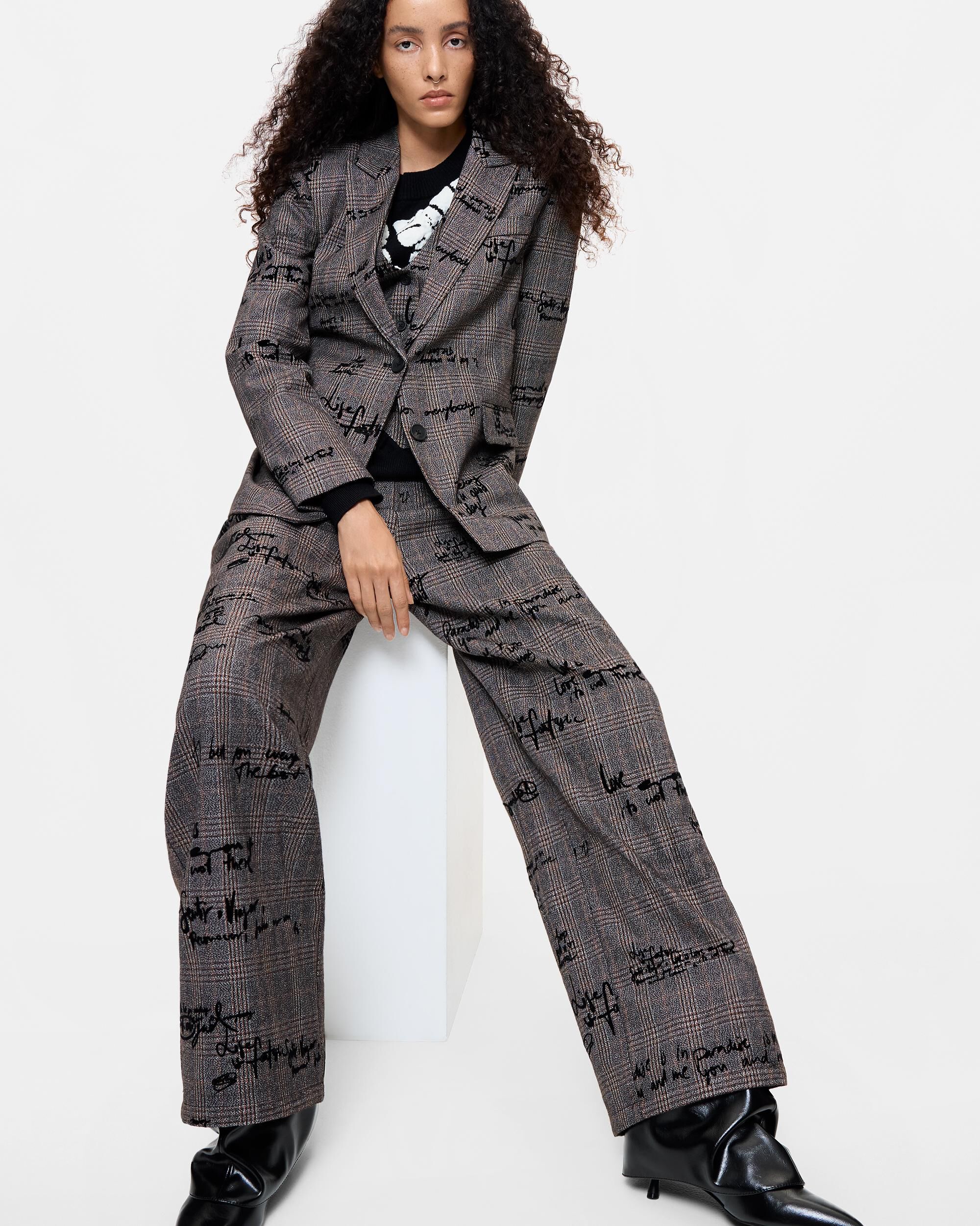 Pantalón de mujer cuadros largo - Desigual - Negro Negro-2