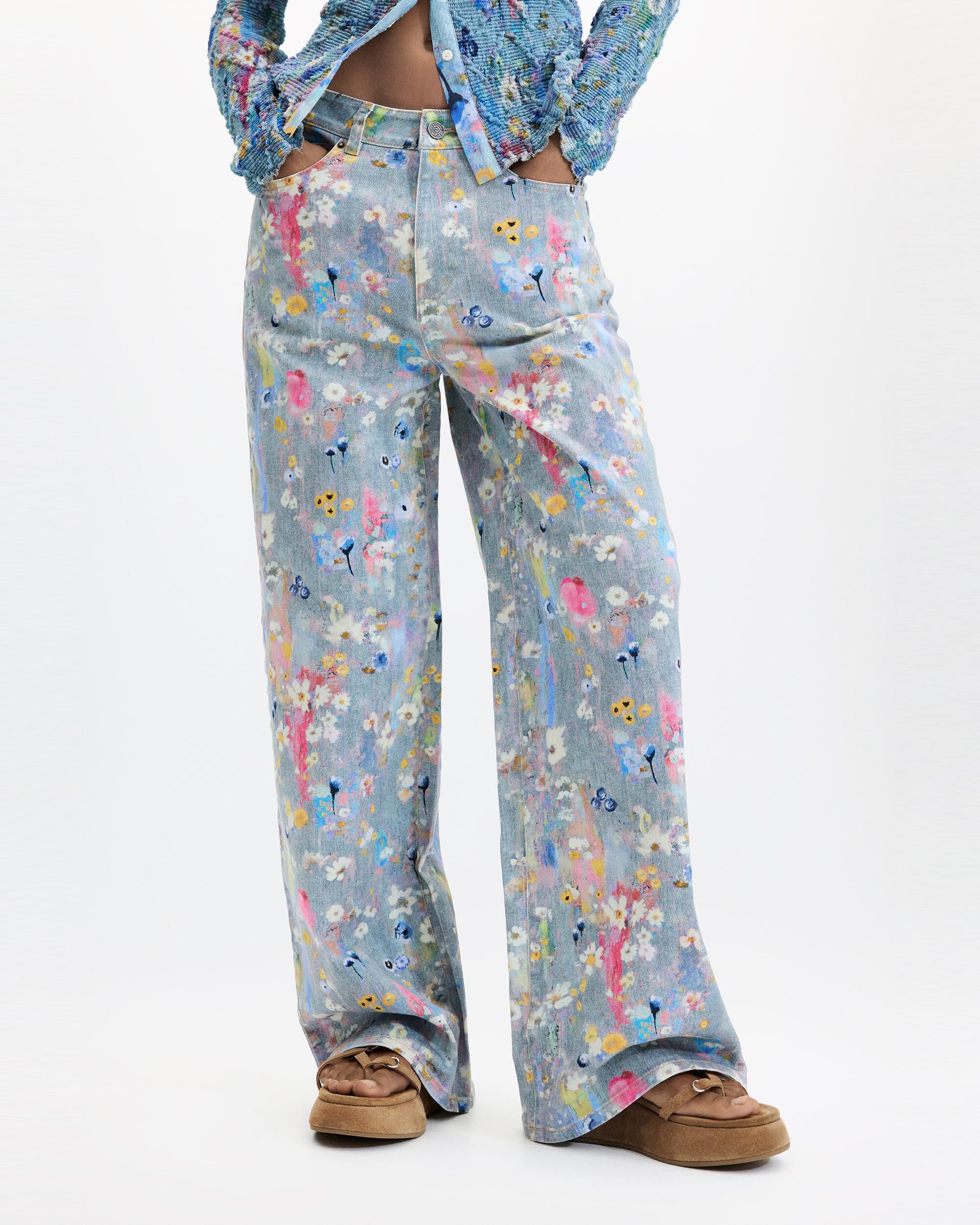 Pantalón de mujer vaquero estampado - Desigual - Gris Gris-2
