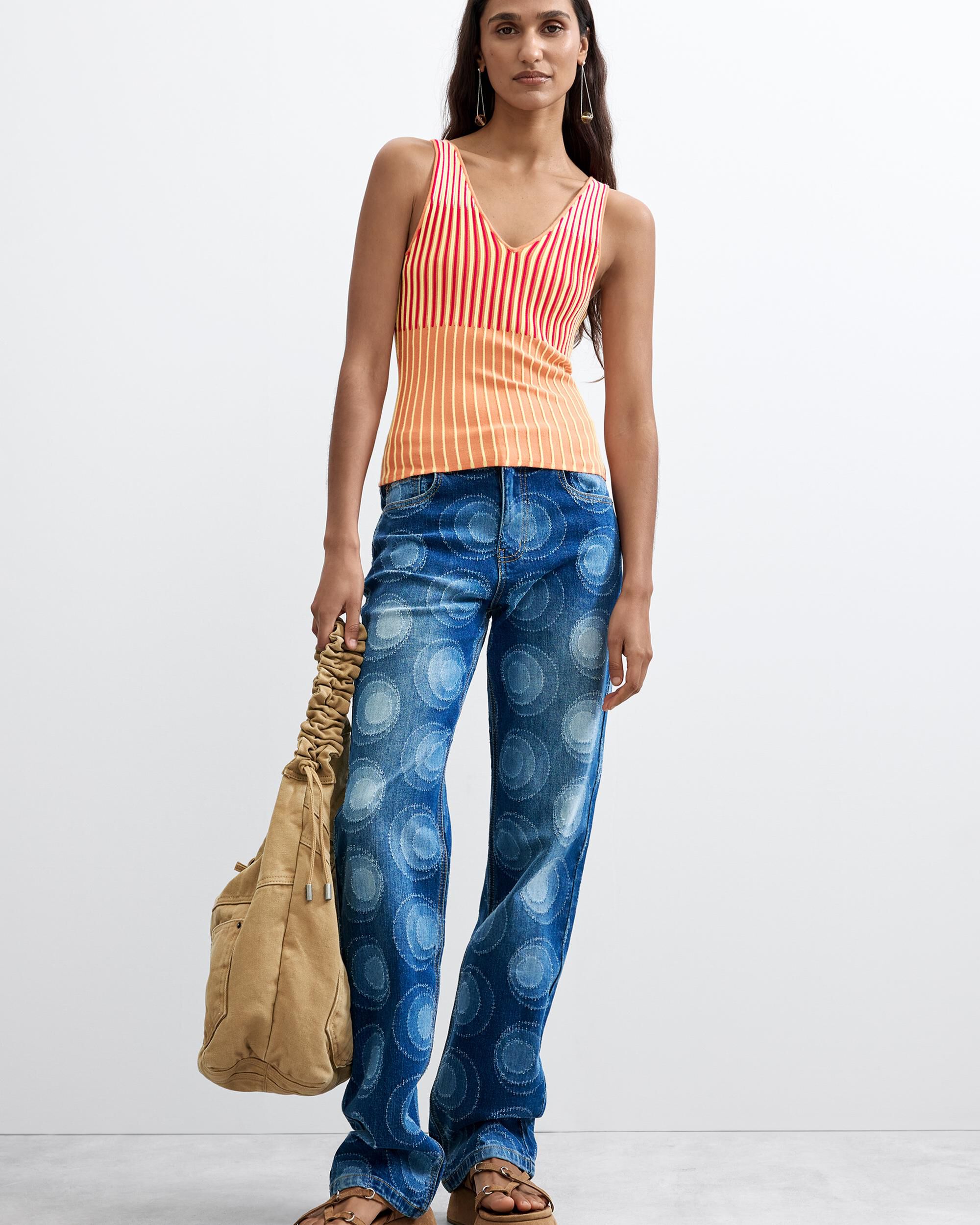 Top de mujer punto sin mangas - Desigual - Amarillo Amarillo-2