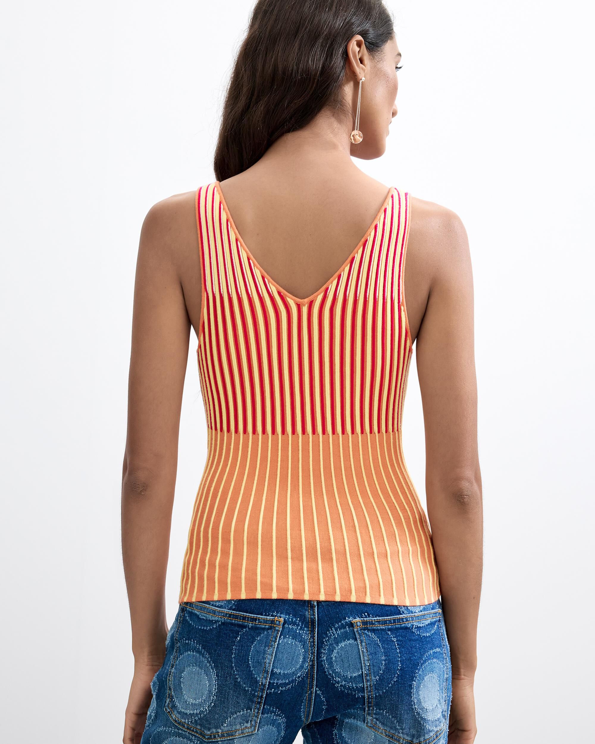 Top de mujer punto sin mangas - Desigual - Amarillo Amarillo-3